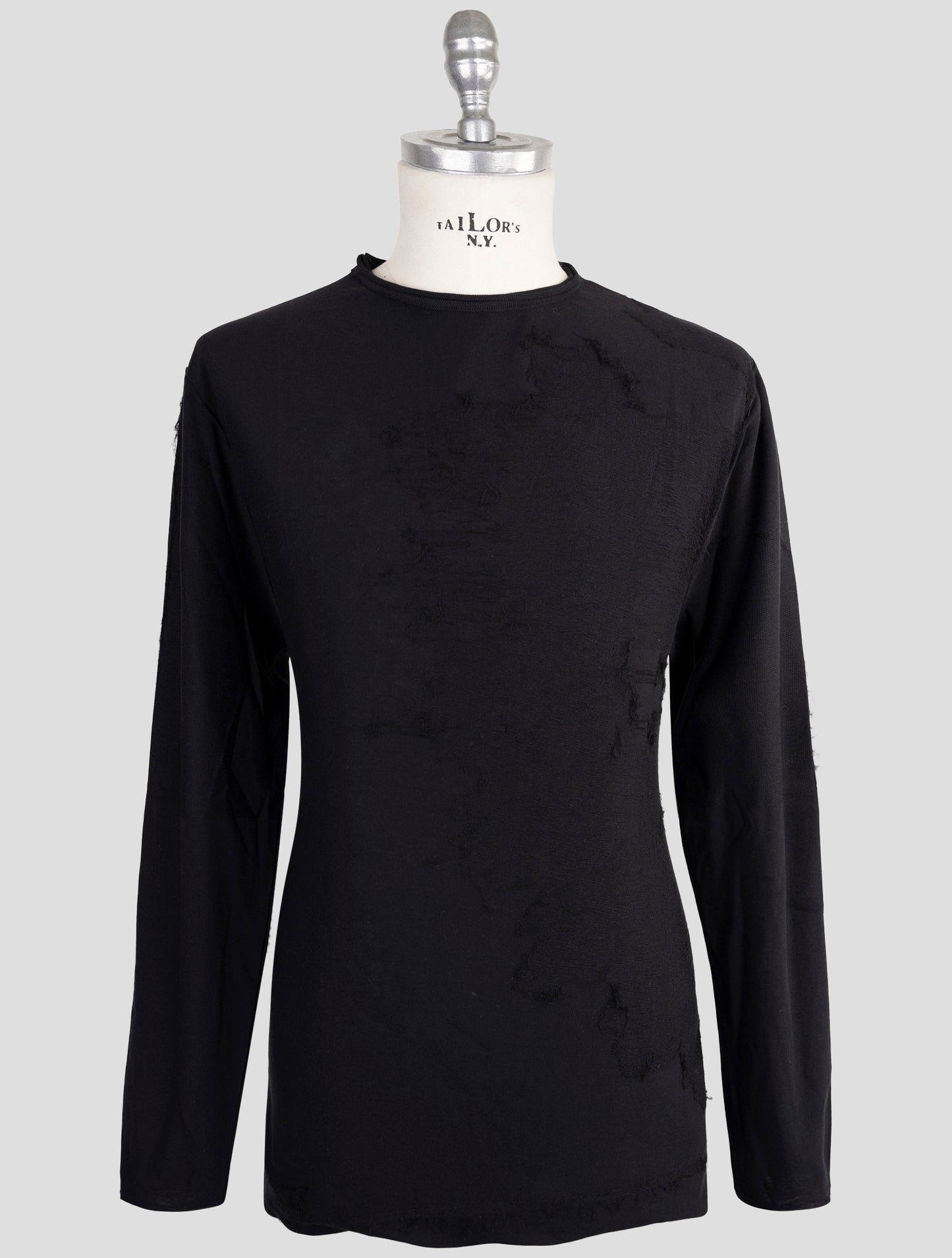 Kiton Knt Black Cotton Sweater Crewneck
