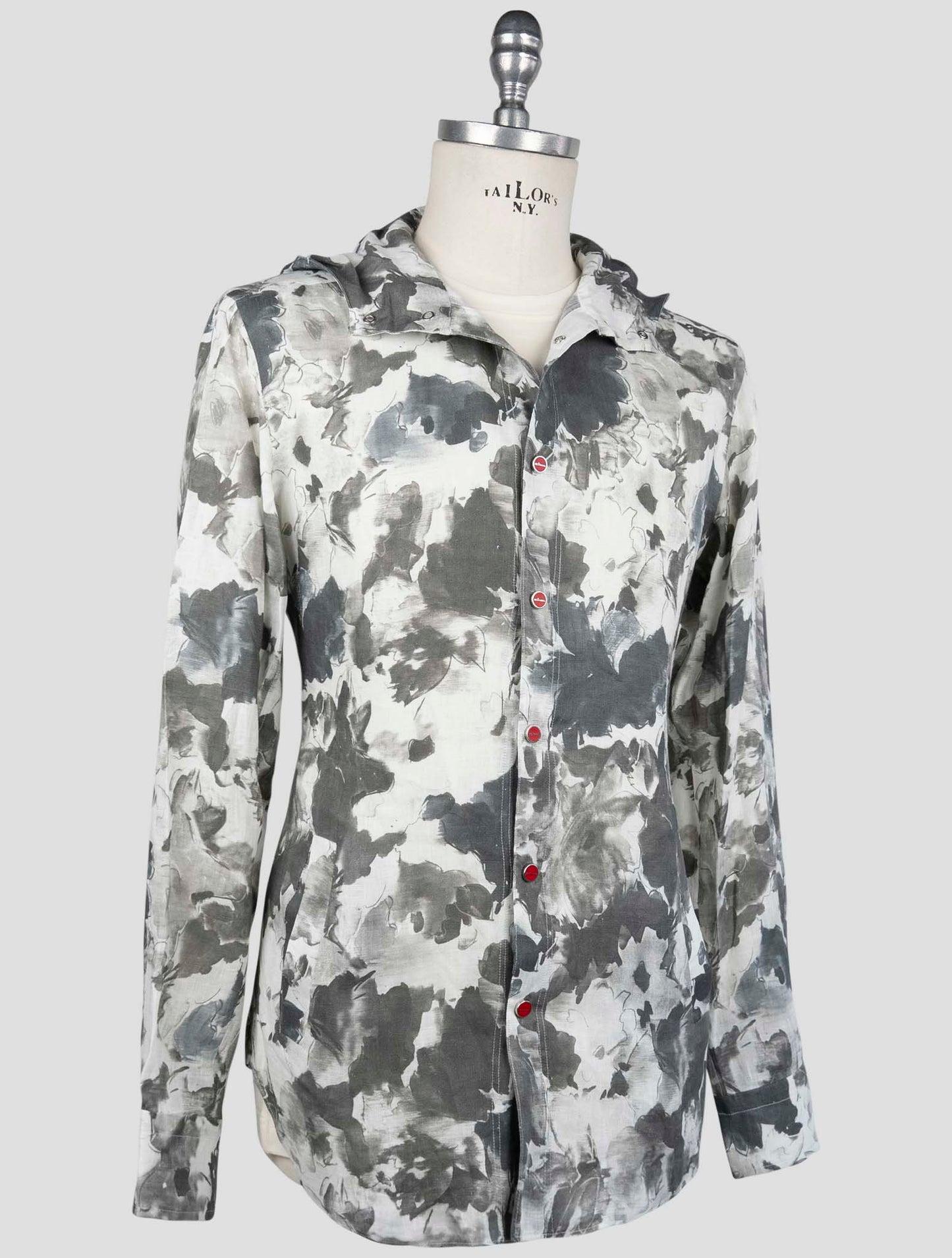 Kiton Gray White Linen Shirt Mariano