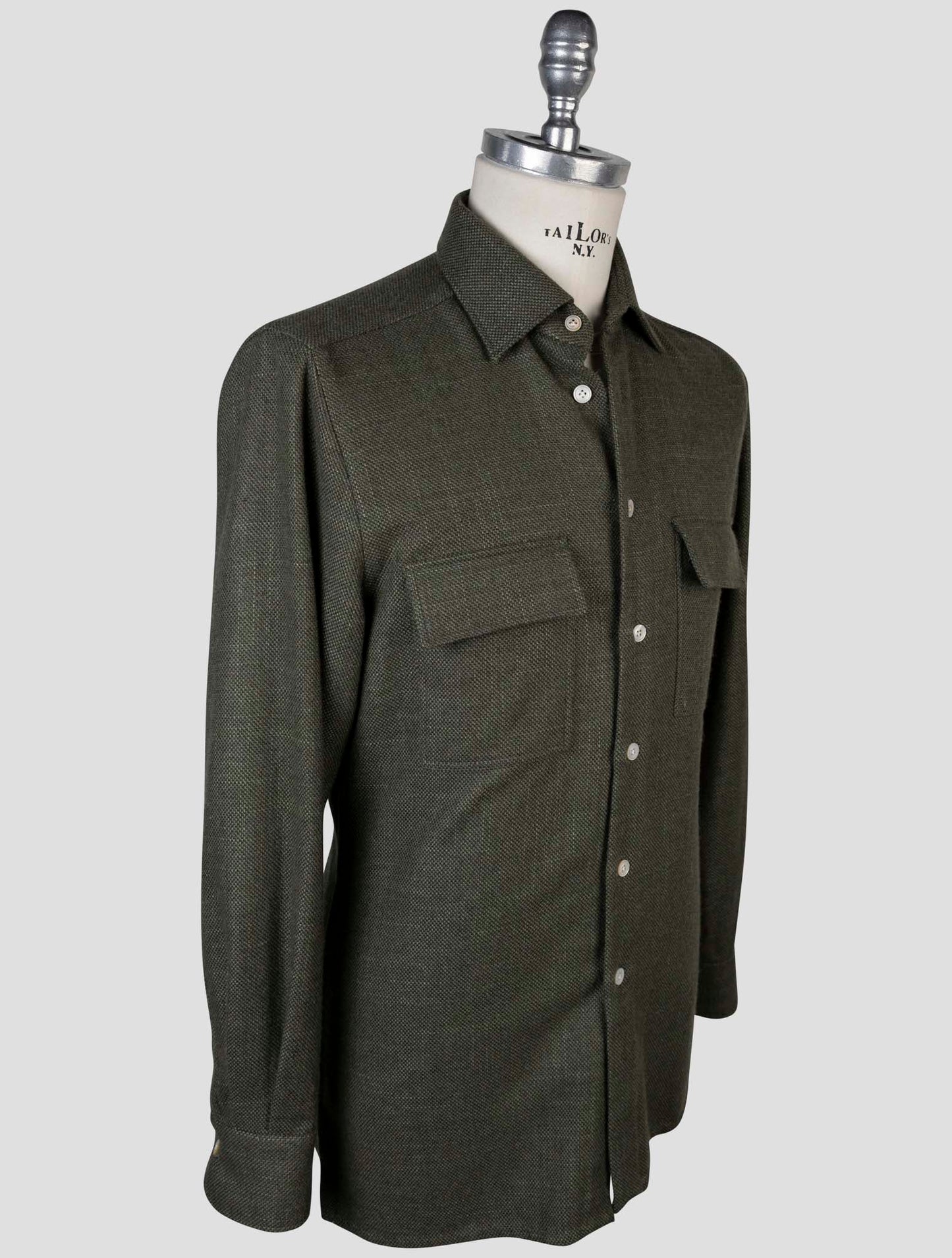 Kiton Green Cashmere Silk Shirt