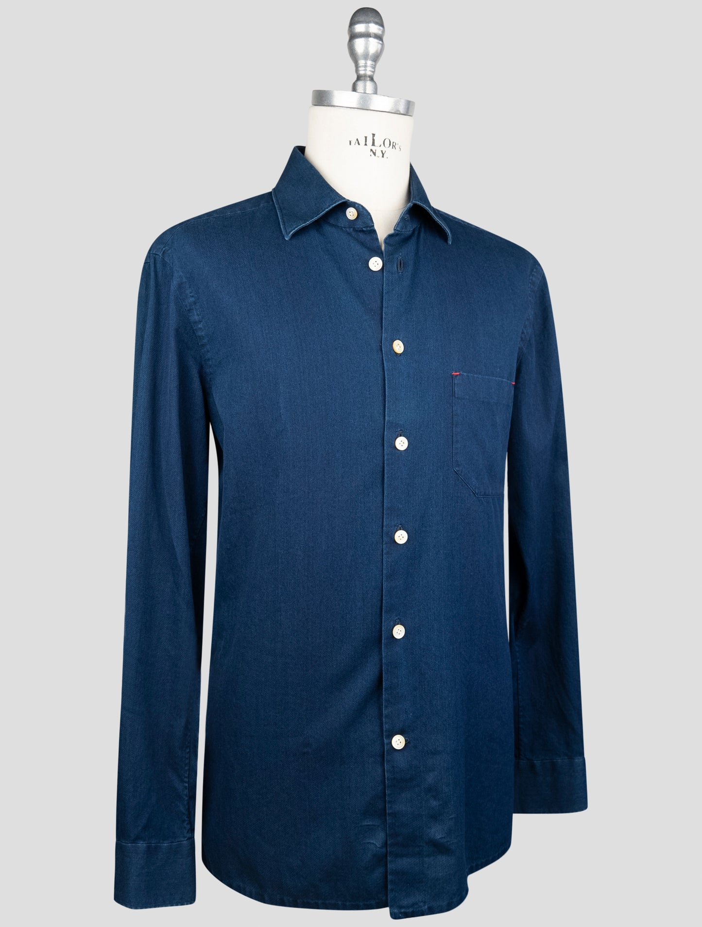 Kiton Blue Cotton Shirt
