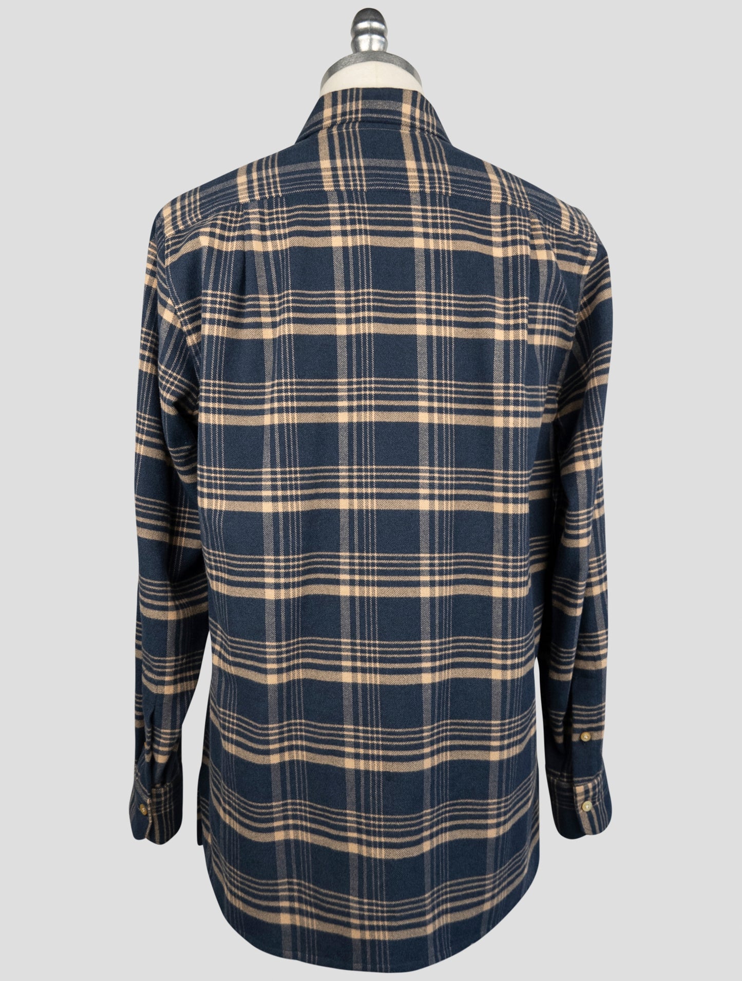 Kiton Blue beige Cotton Shirt