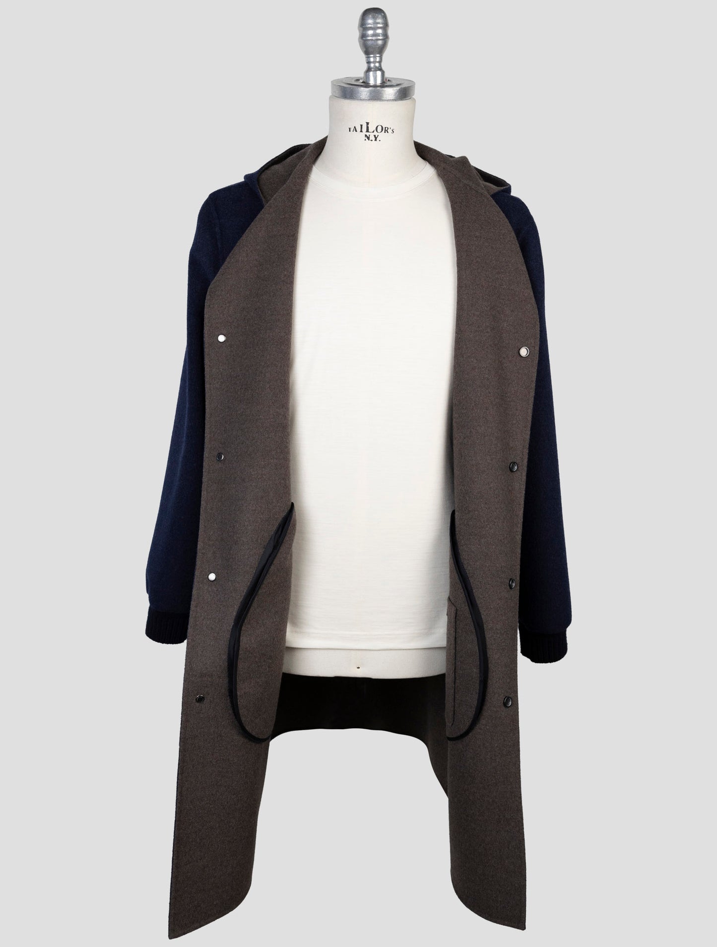 Kiton Blue Wool Cashmere Overcoat