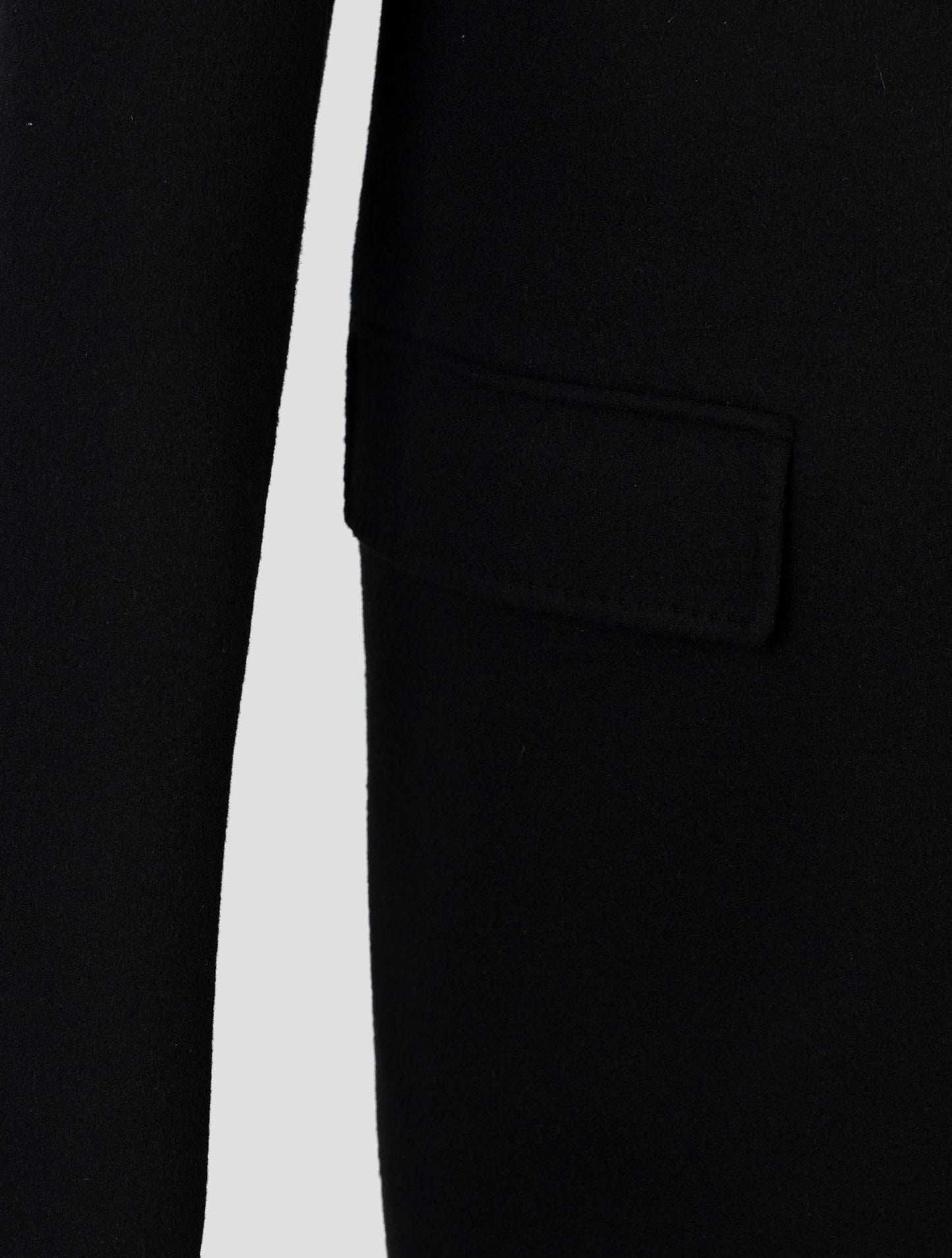 Kiton Black Wool Cashmere Overcoat
