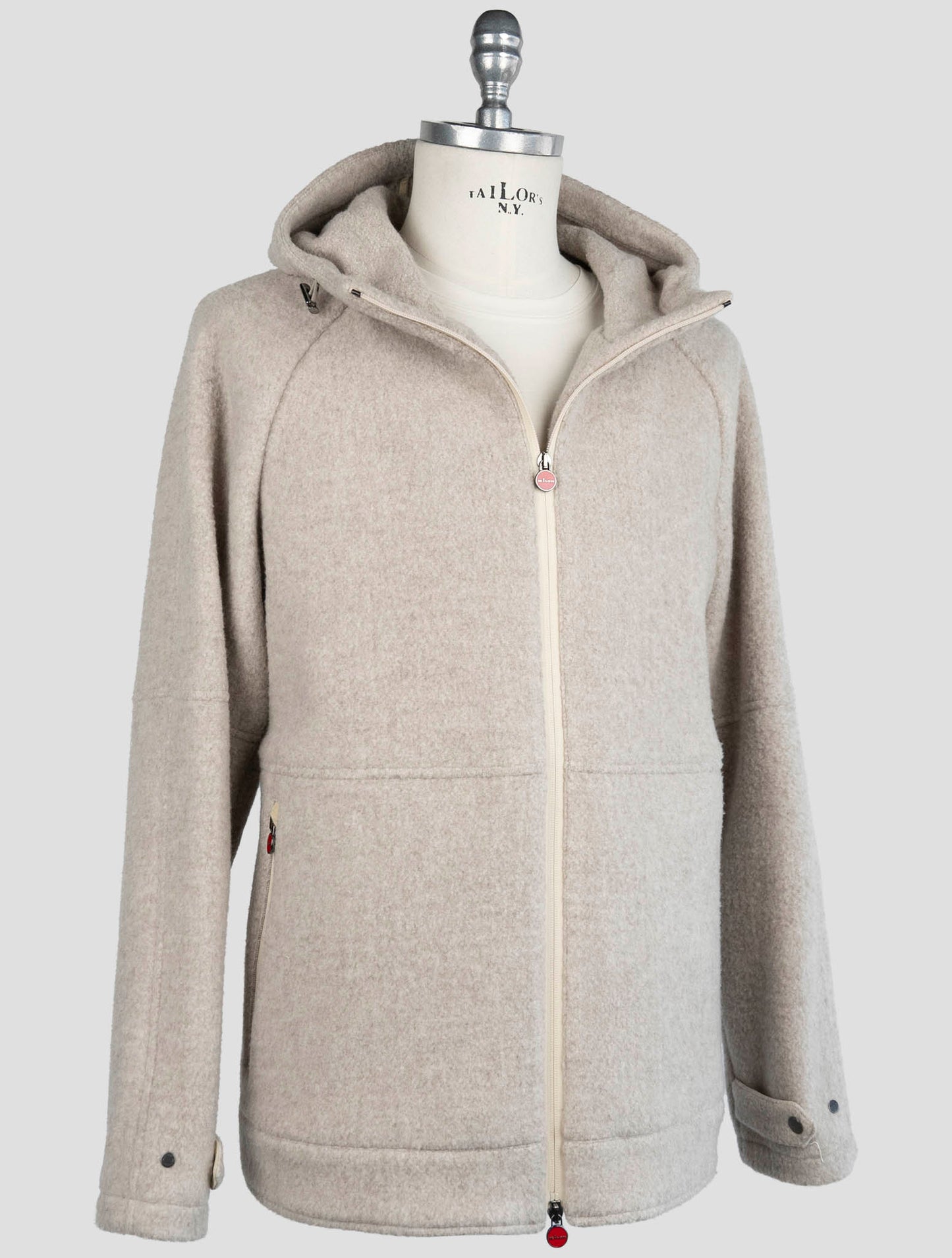 Kiton Beige Virgin Wool Cashmere Ea Coat