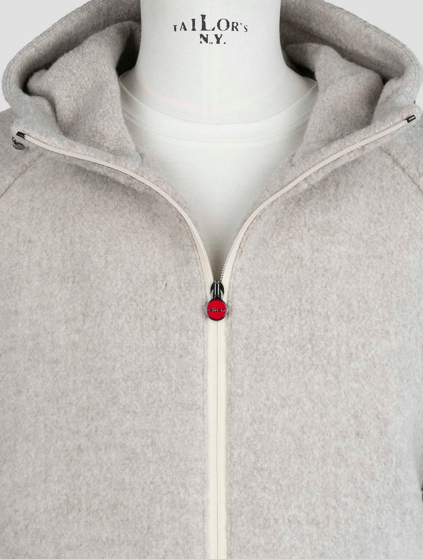 Kiton Beige Virgin Wool Cashmere Ea Coat