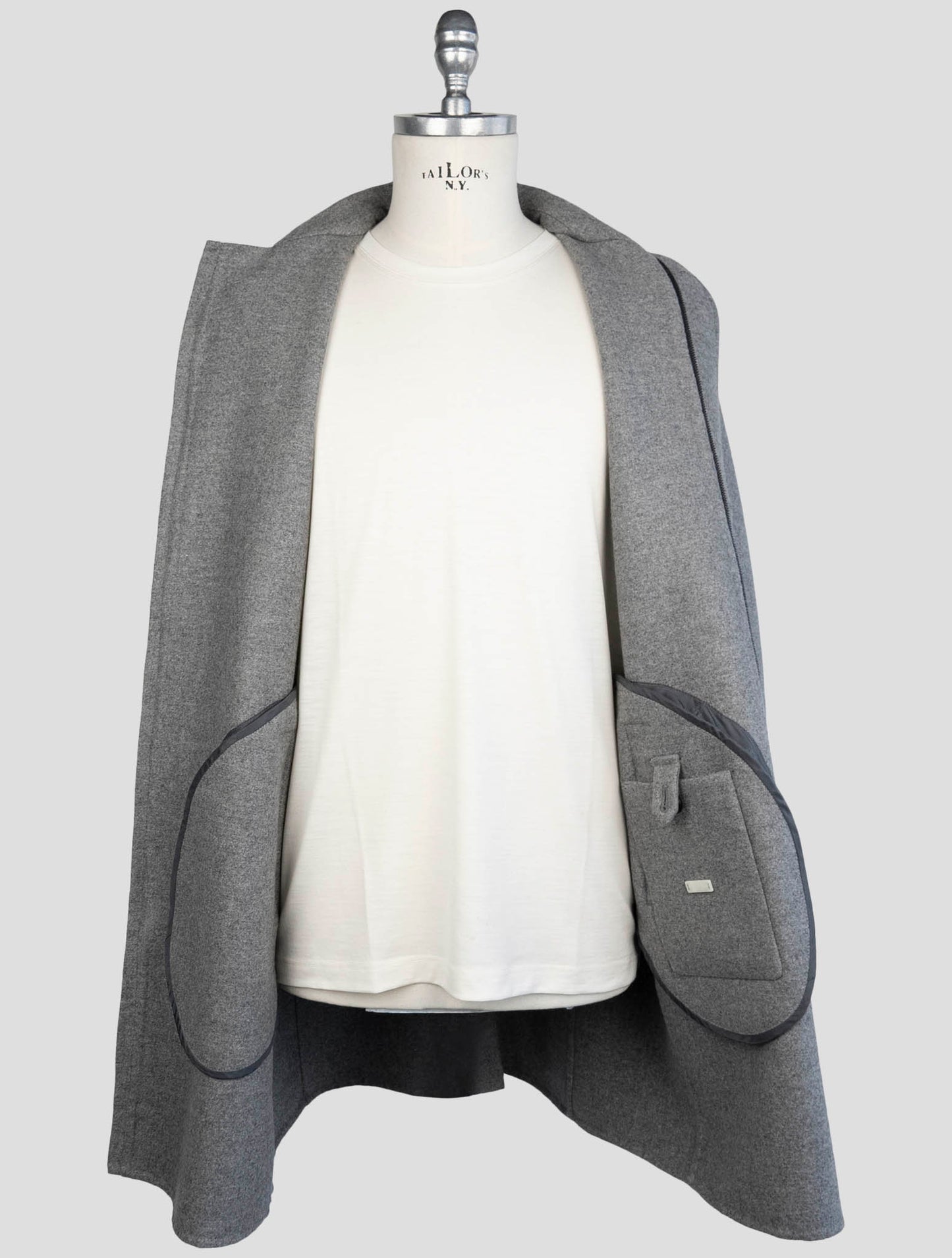 Kiton Gray Cashmere Ea Pa Overcoat