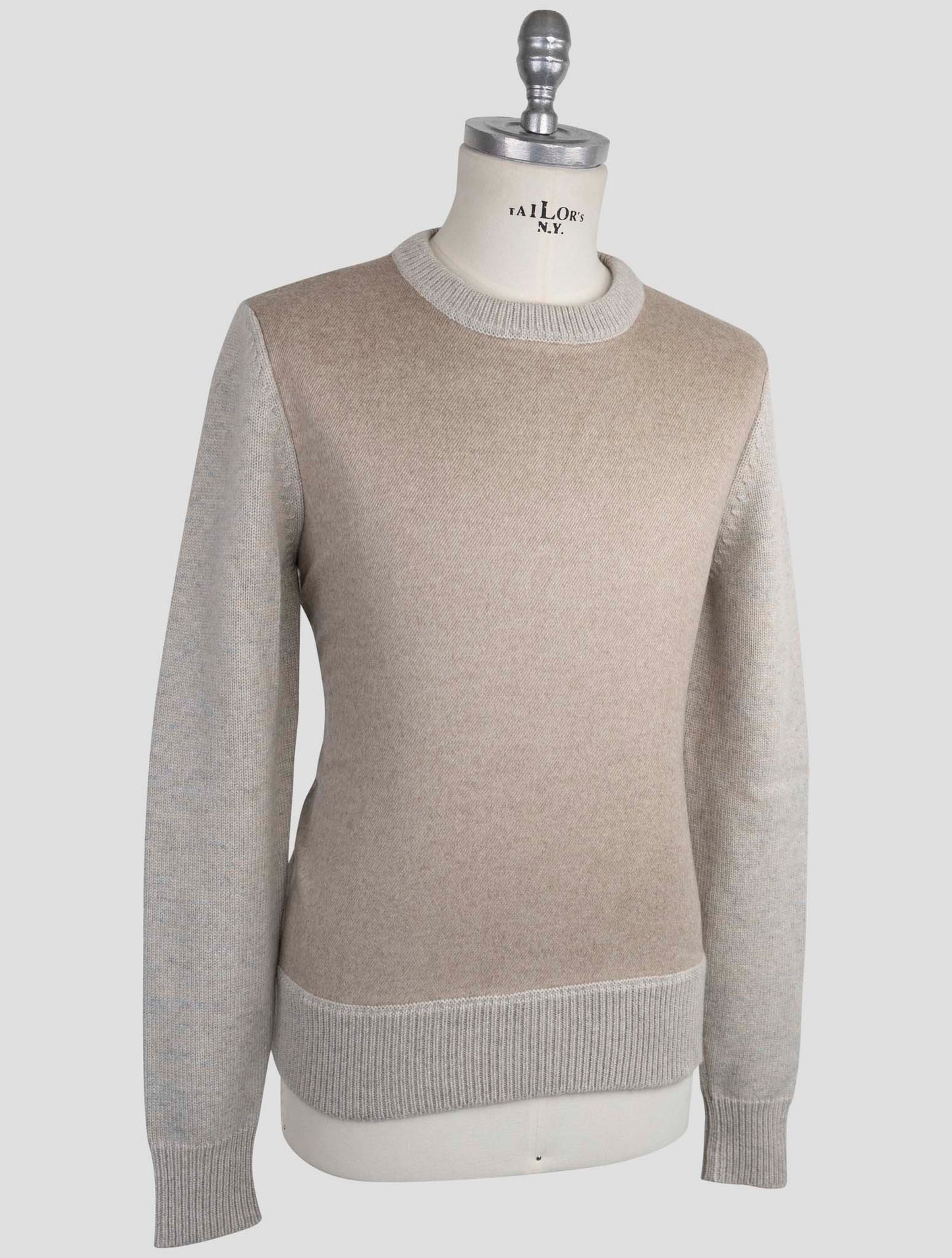 Kiton Beige Cashmere Mink Silk Sweater Crewneck