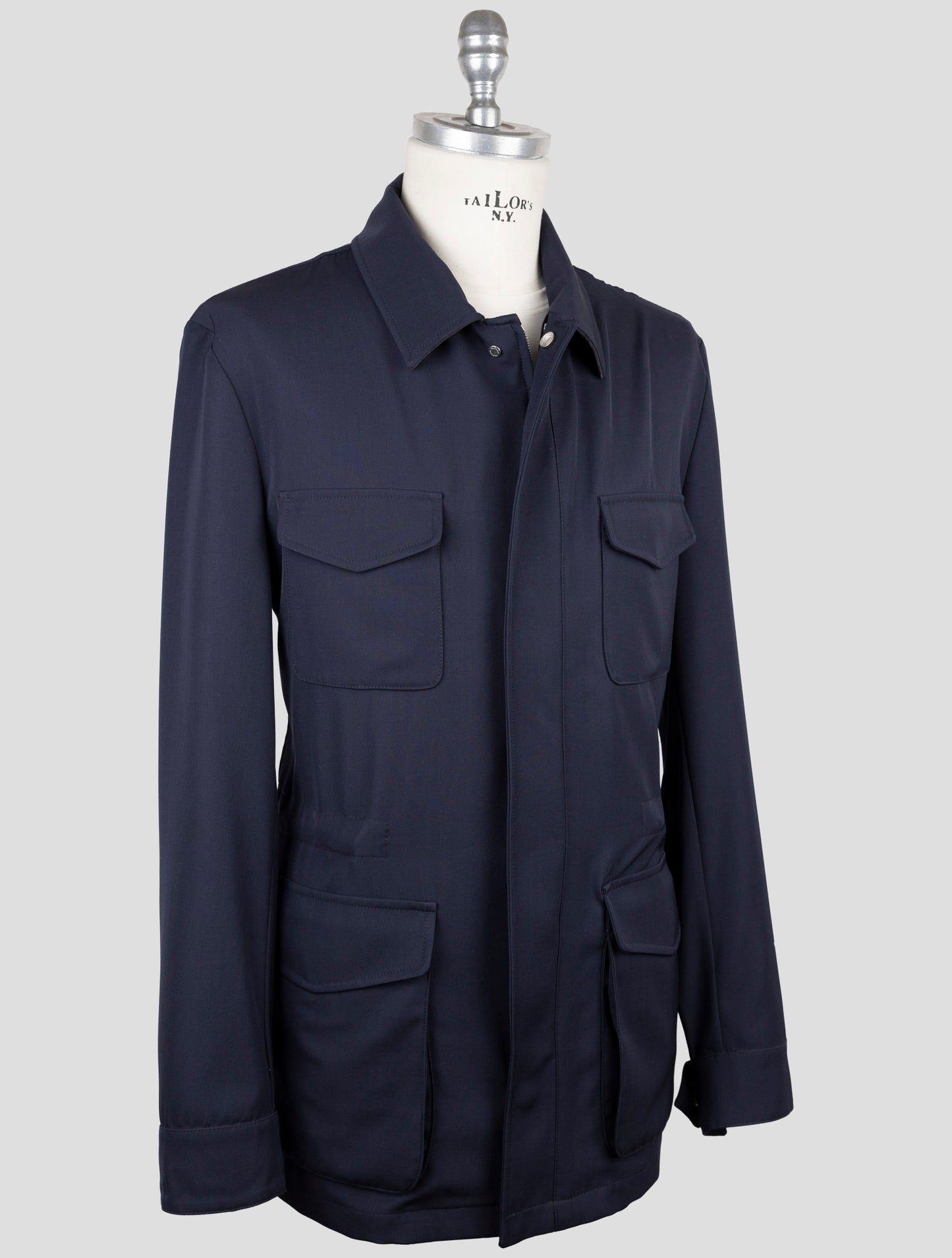 Kiton Blue Wool Pa Ea Coat