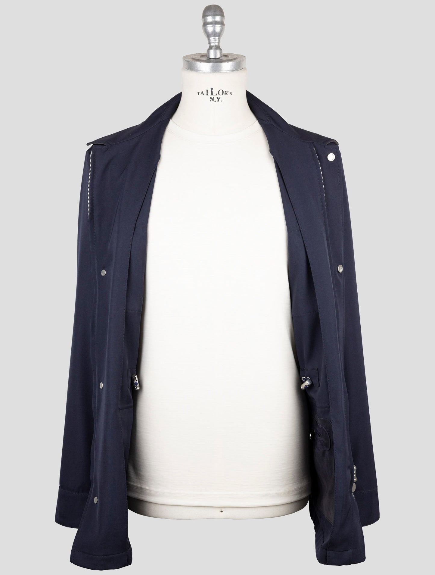 Kiton Blue Wool Pa Ea Coat