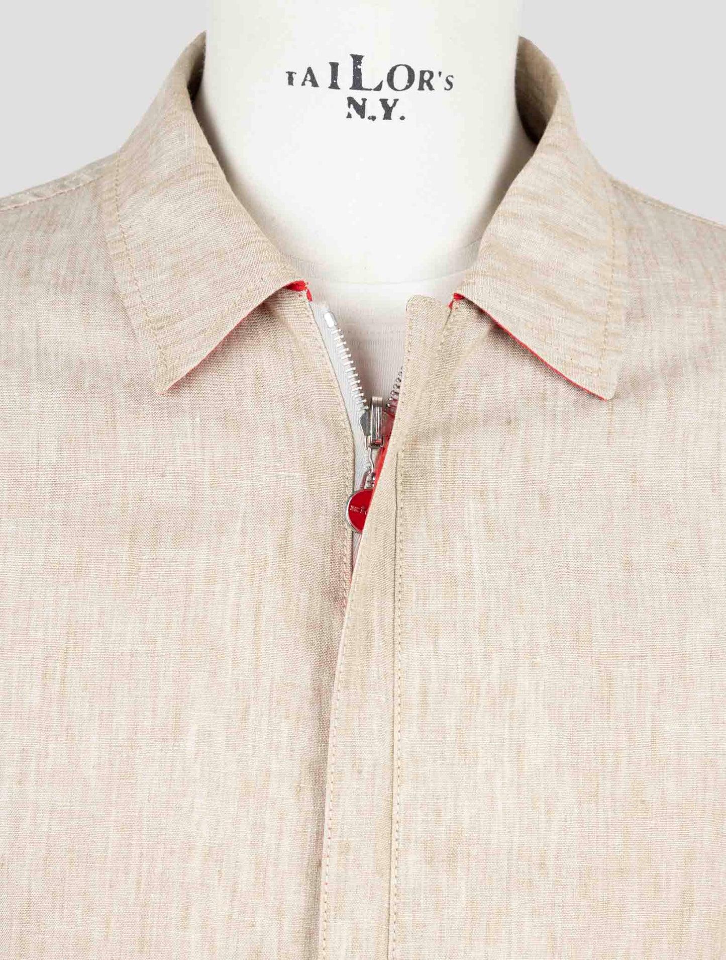 Kiton Red Beige Linen Pa Reverse Coat