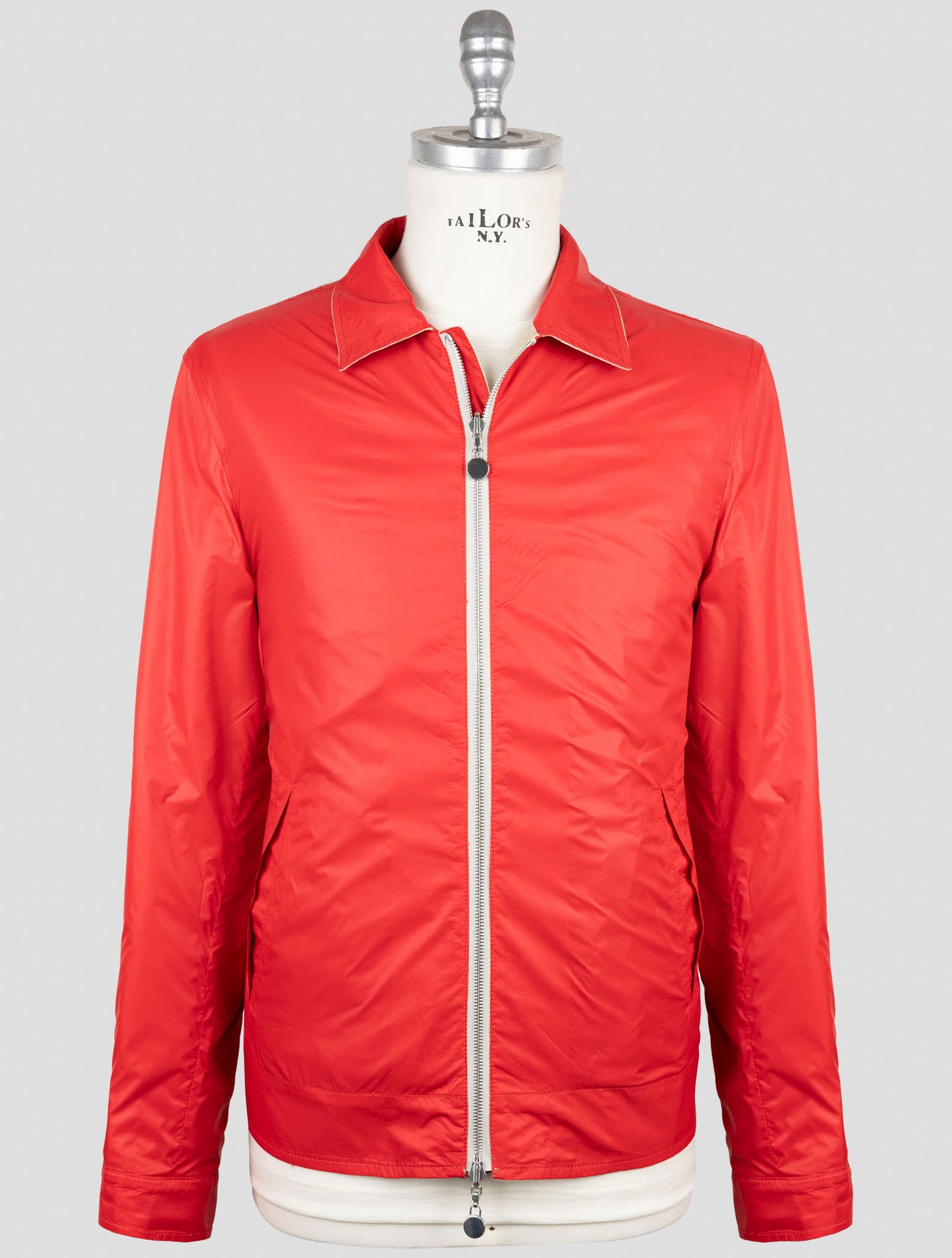 Kiton Red Beige Linen Pa Reverse Coat