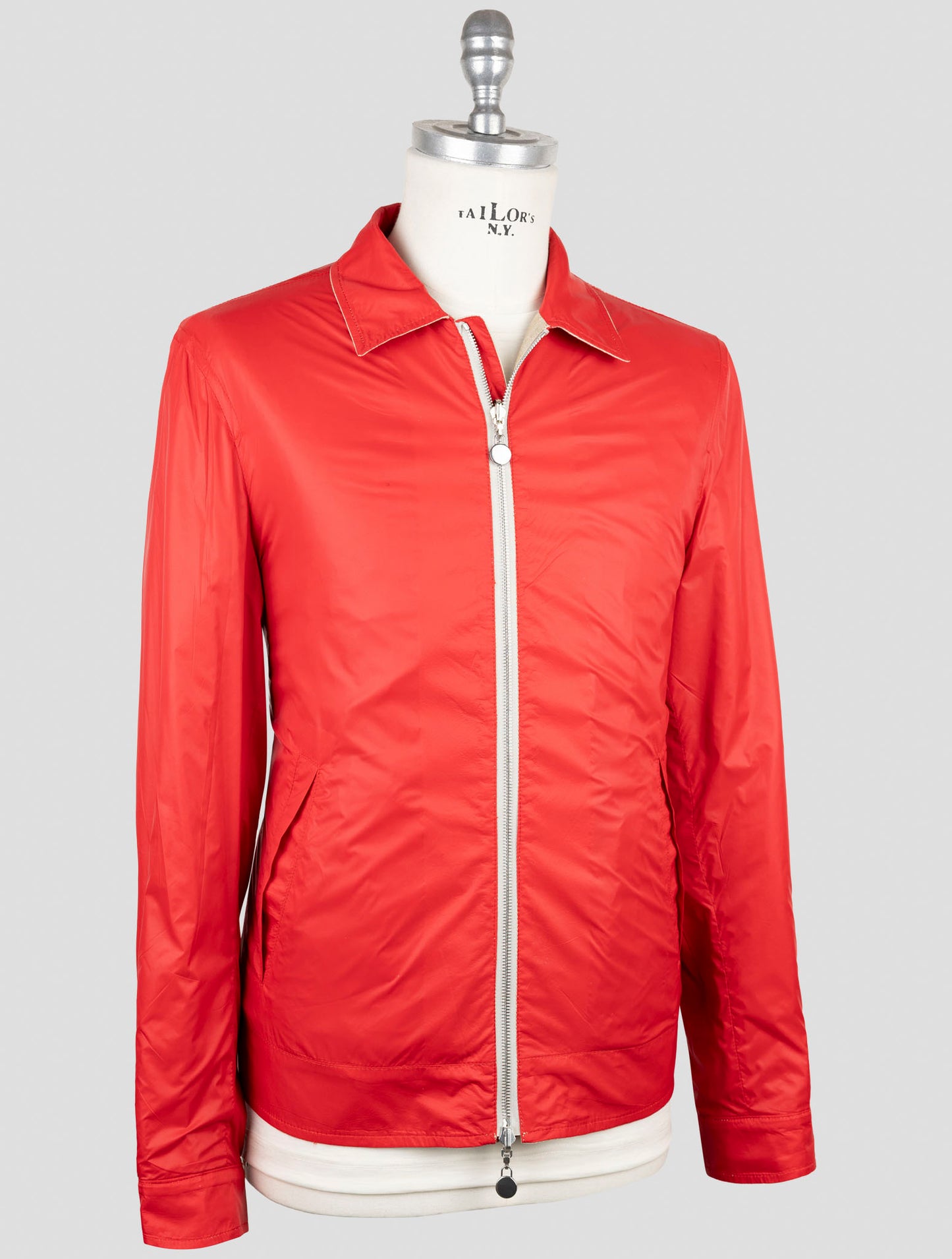 Kiton Red Beige Linen Pa Reverse Coat
