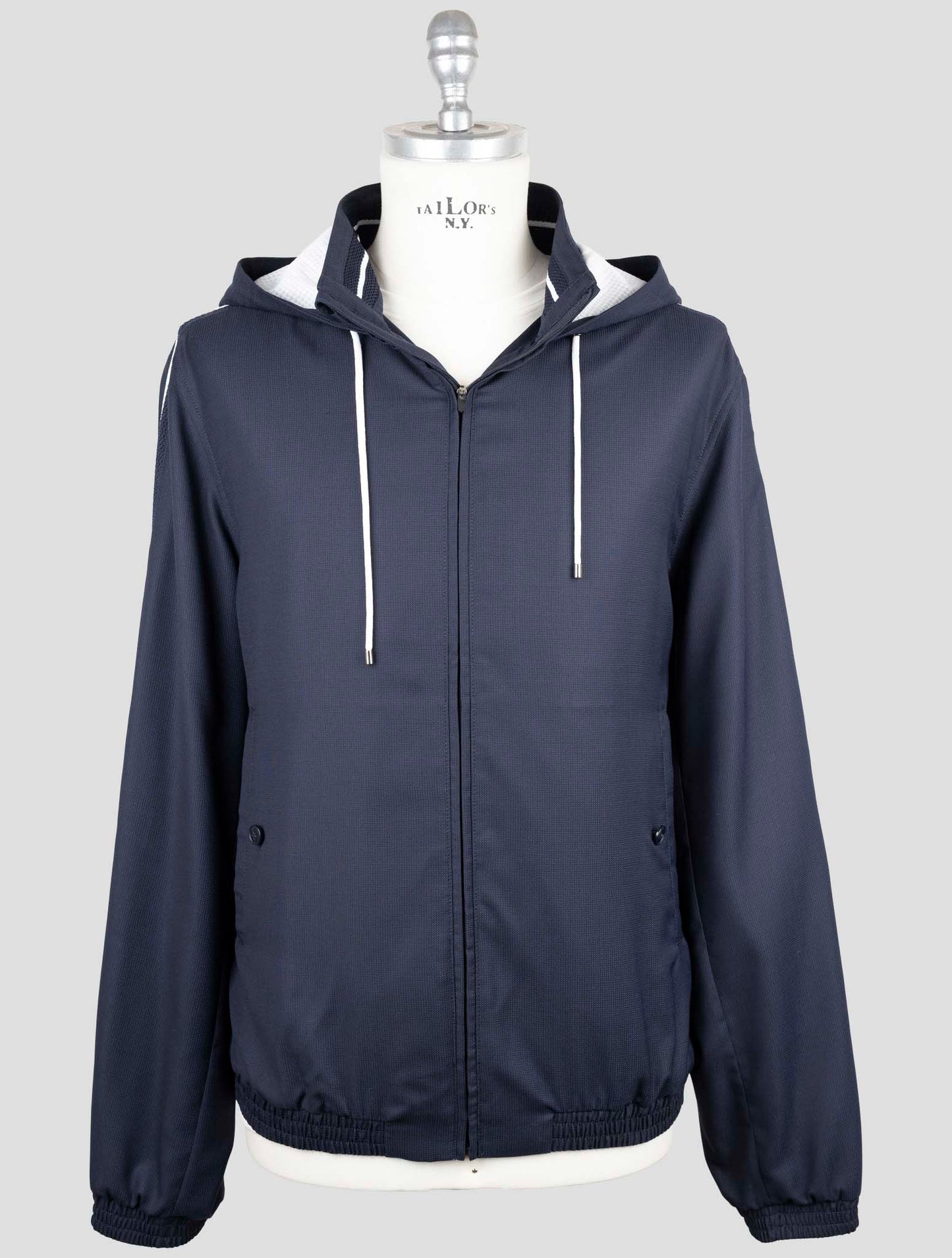 Kiton Dark Blue Fleece Wool Pa Coat