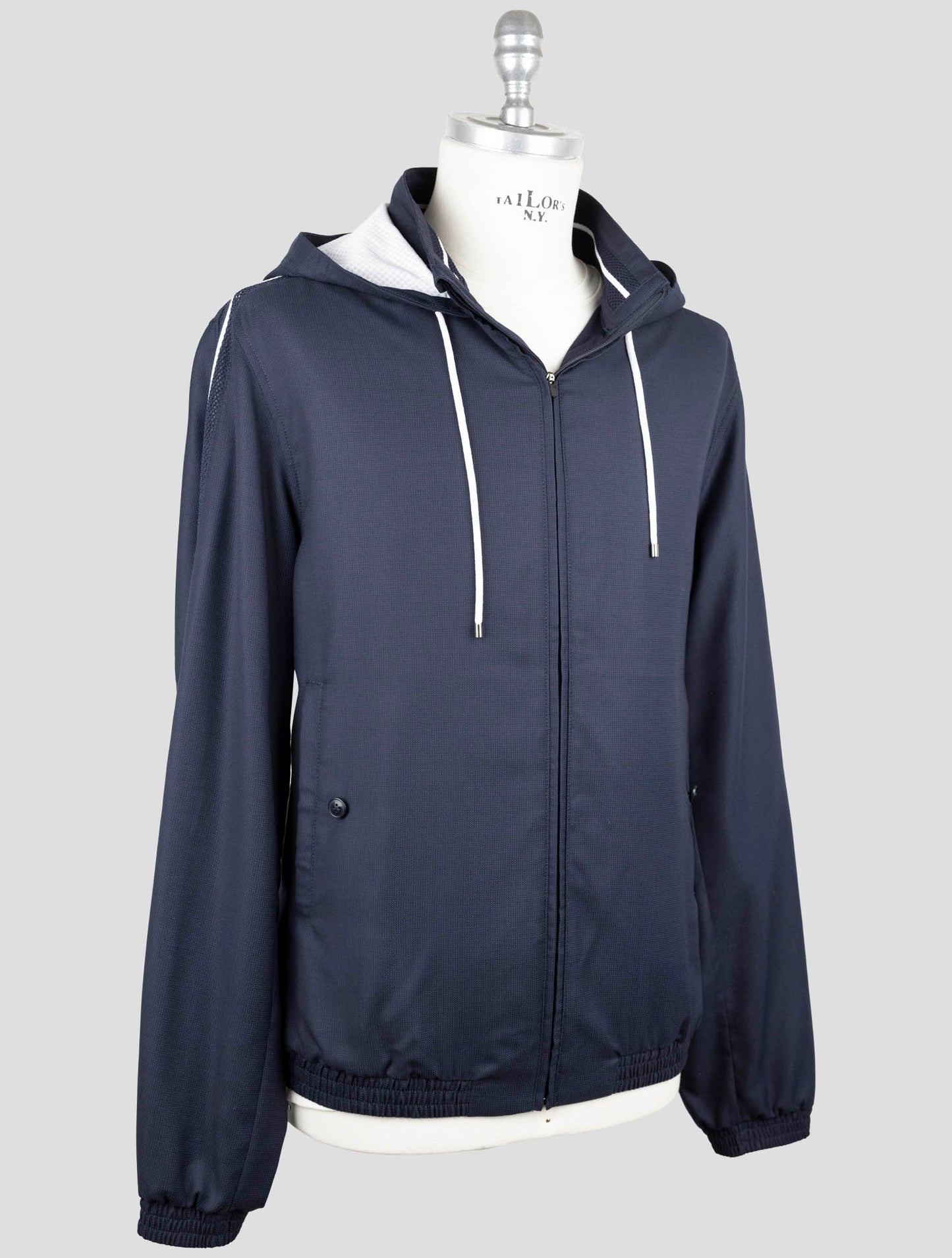 Kiton Dark Blue Fleece Wool Pa Coat