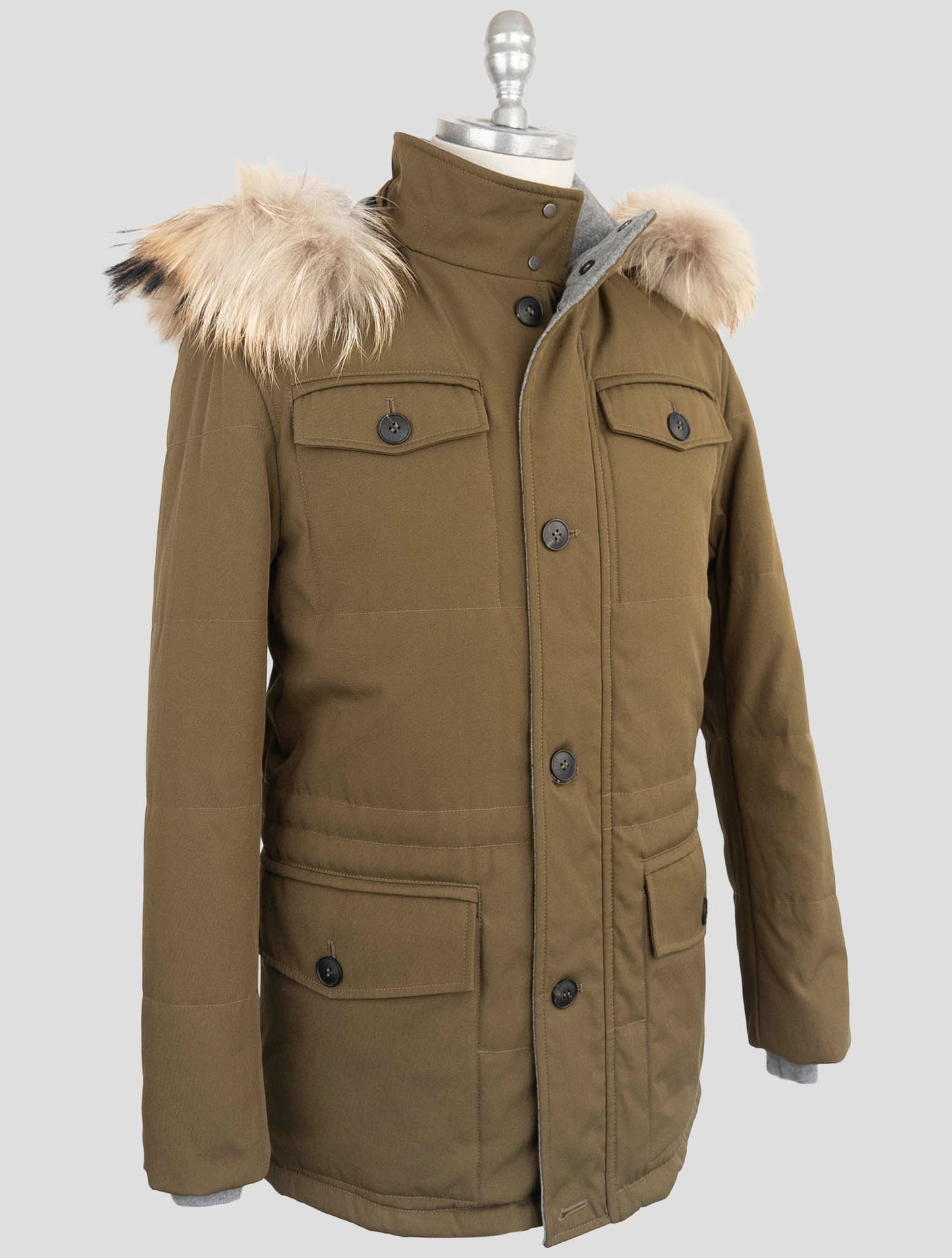 Kiton Green Pl Cotton Coat