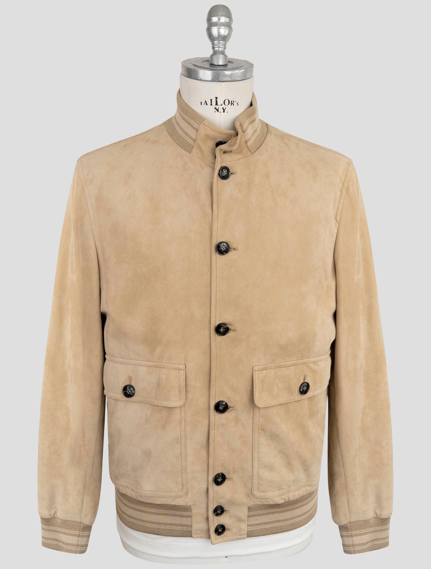 Kiton Beige Leather Suede Coat
