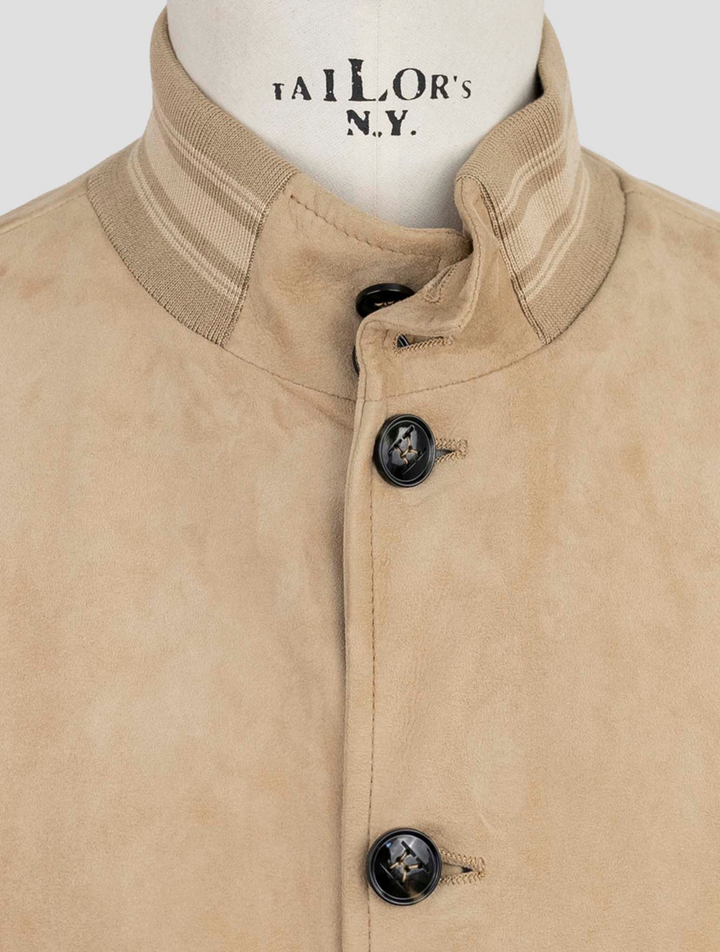 Kiton Beige Leather Suede Coat