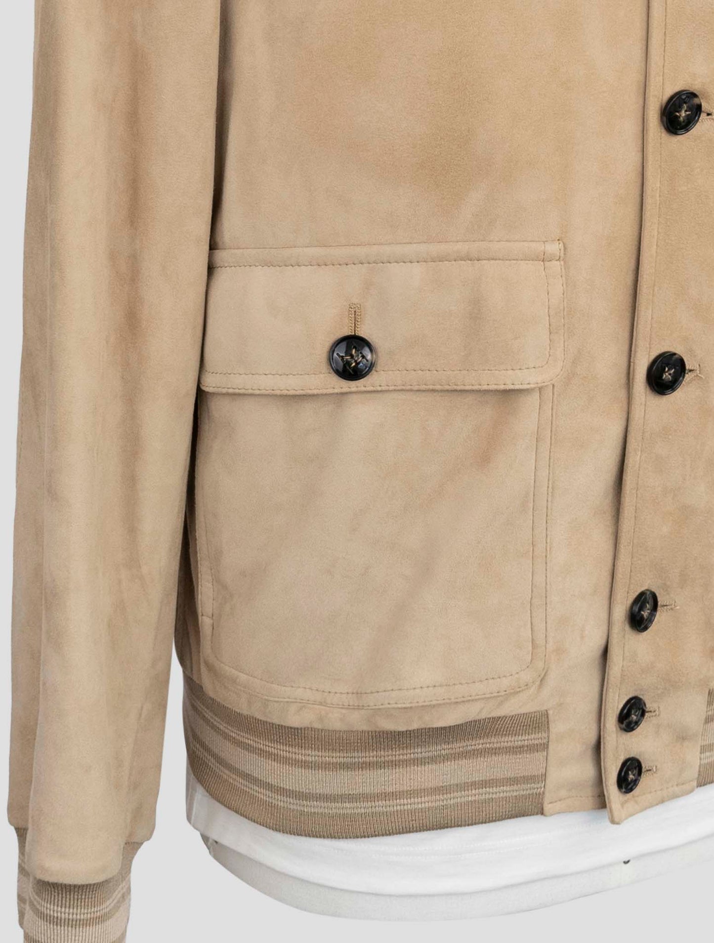Kiton Beige Leather Suede Coat