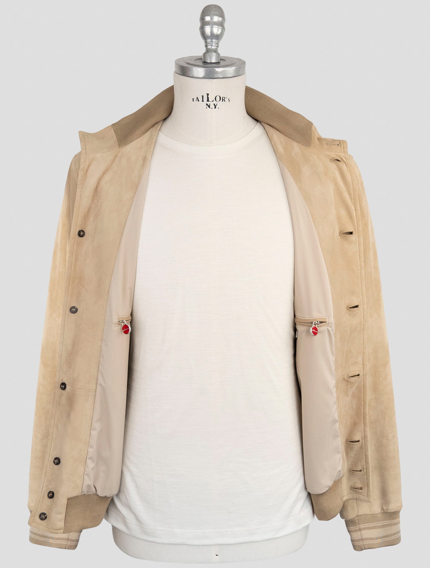 Kiton Beige Leather Suede Coat
