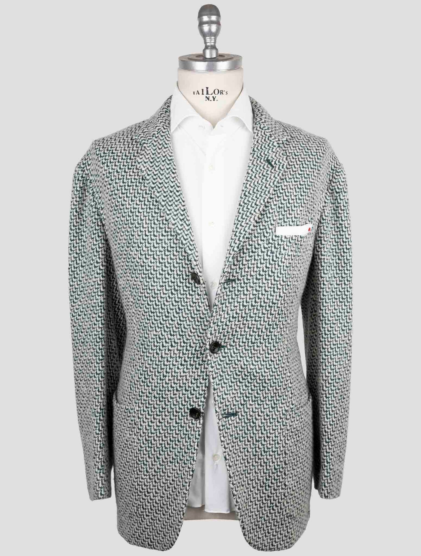 Kiton Green White Cashmere Silk Blazer
