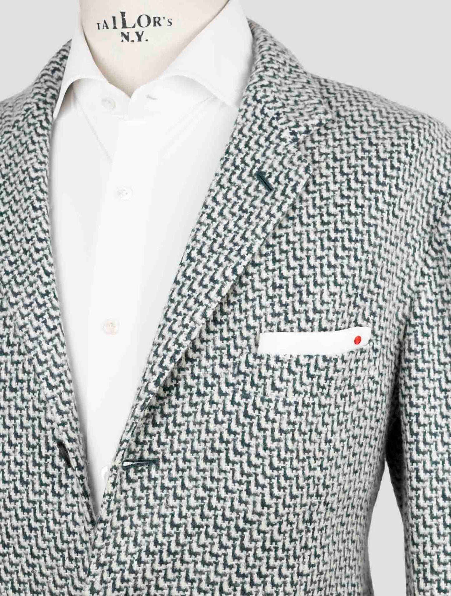 Kiton Green White Cashmere Silk Blazer