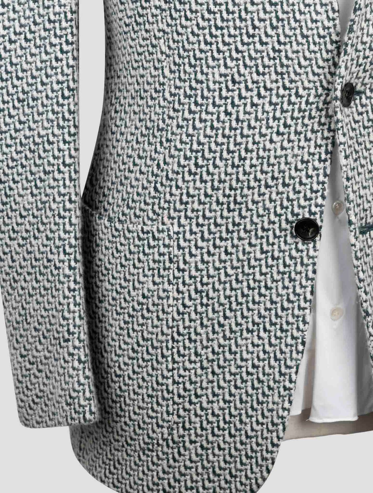 Kiton Green White Cashmere Silk Blazer
