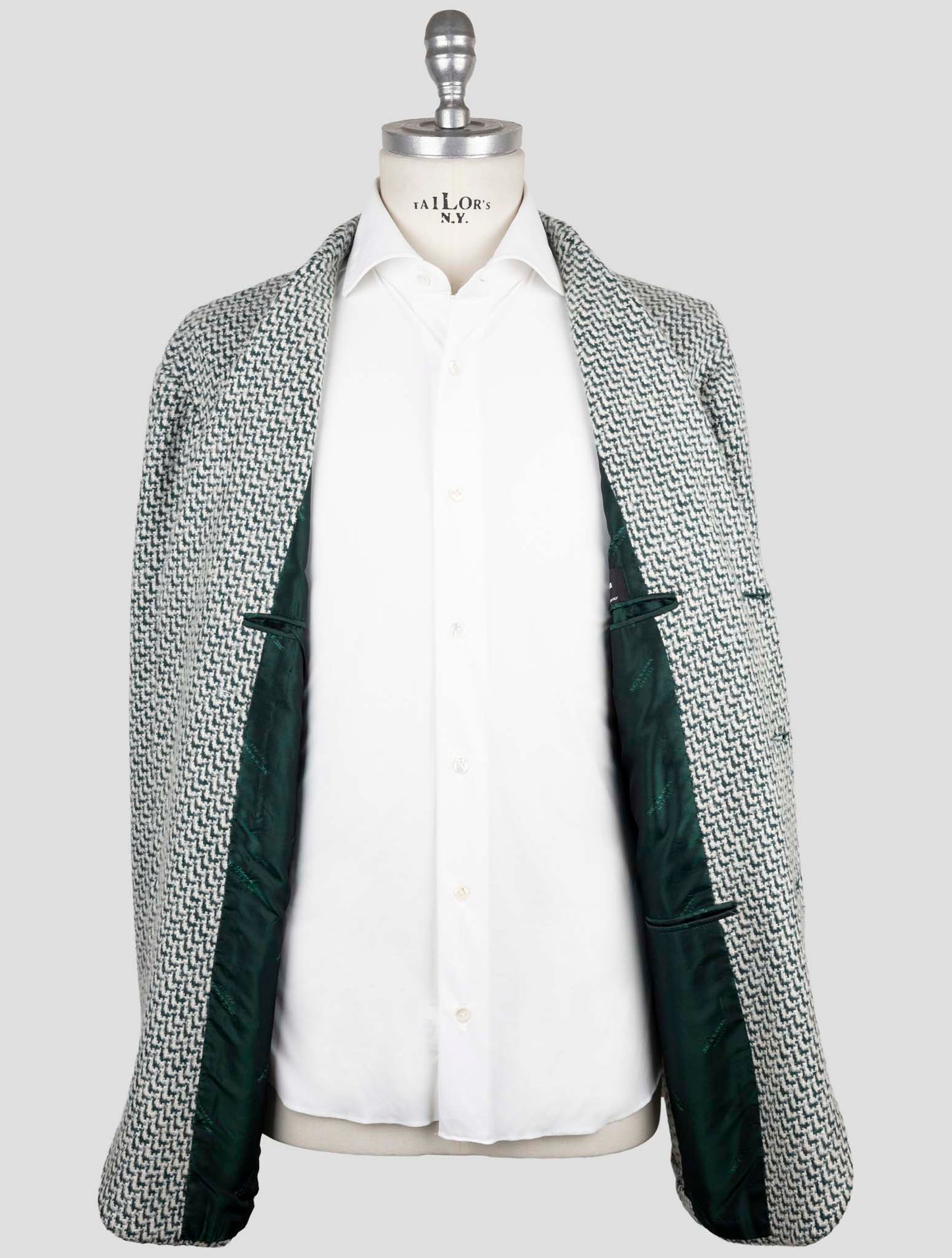 Kiton Green White Cashmere Silk Blazer