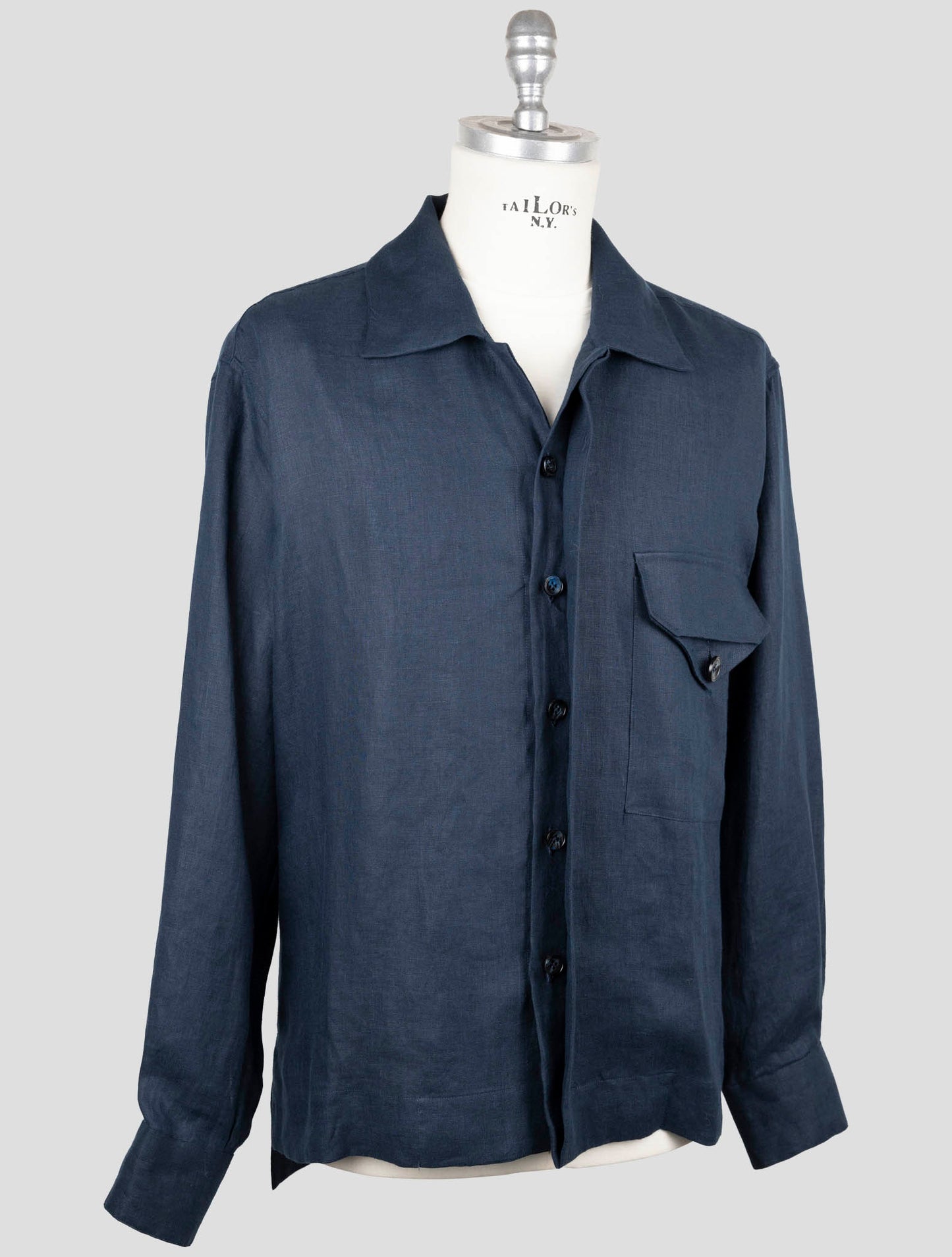 Kiton Blue Linen Shirt