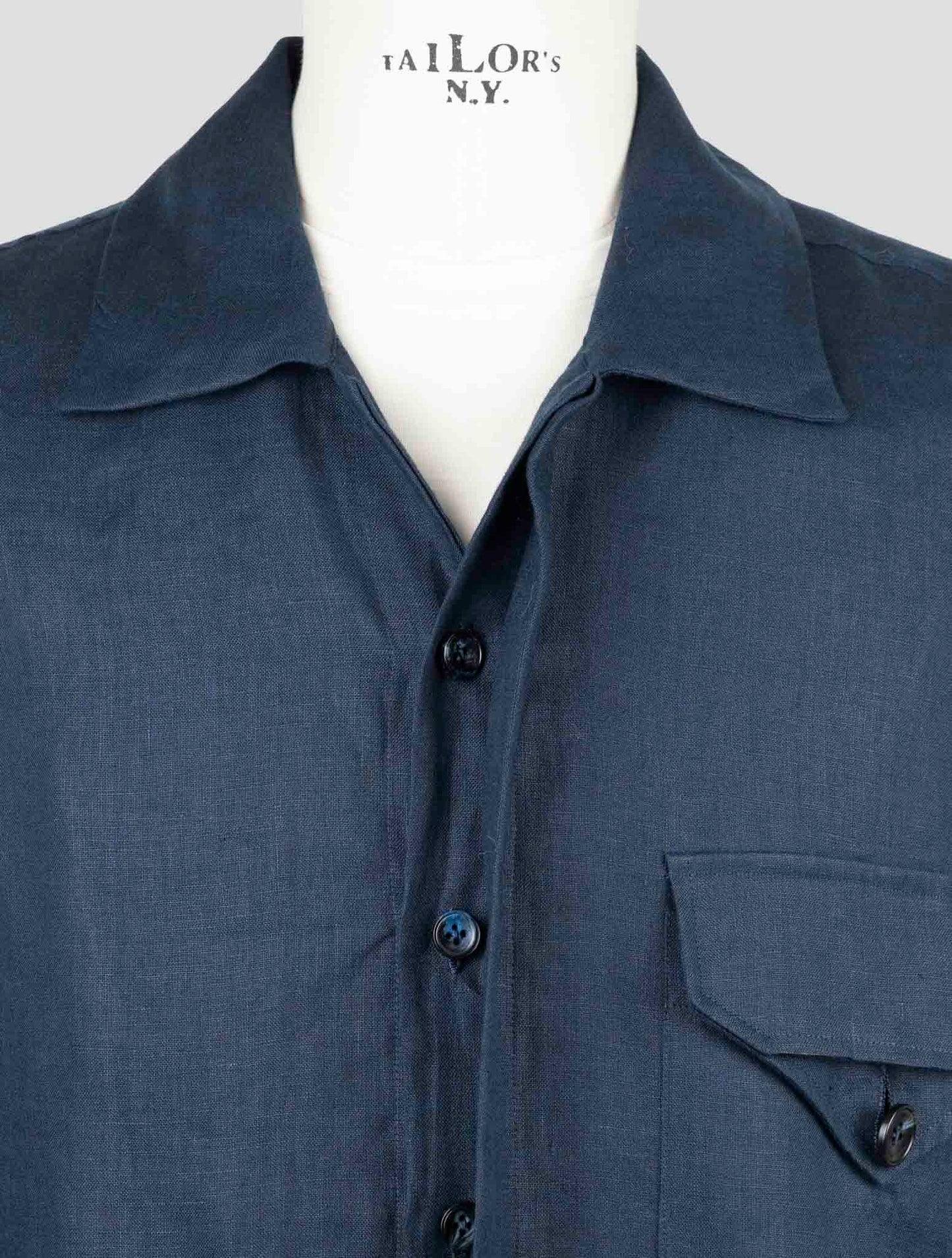Kiton Blue Linen Shirt