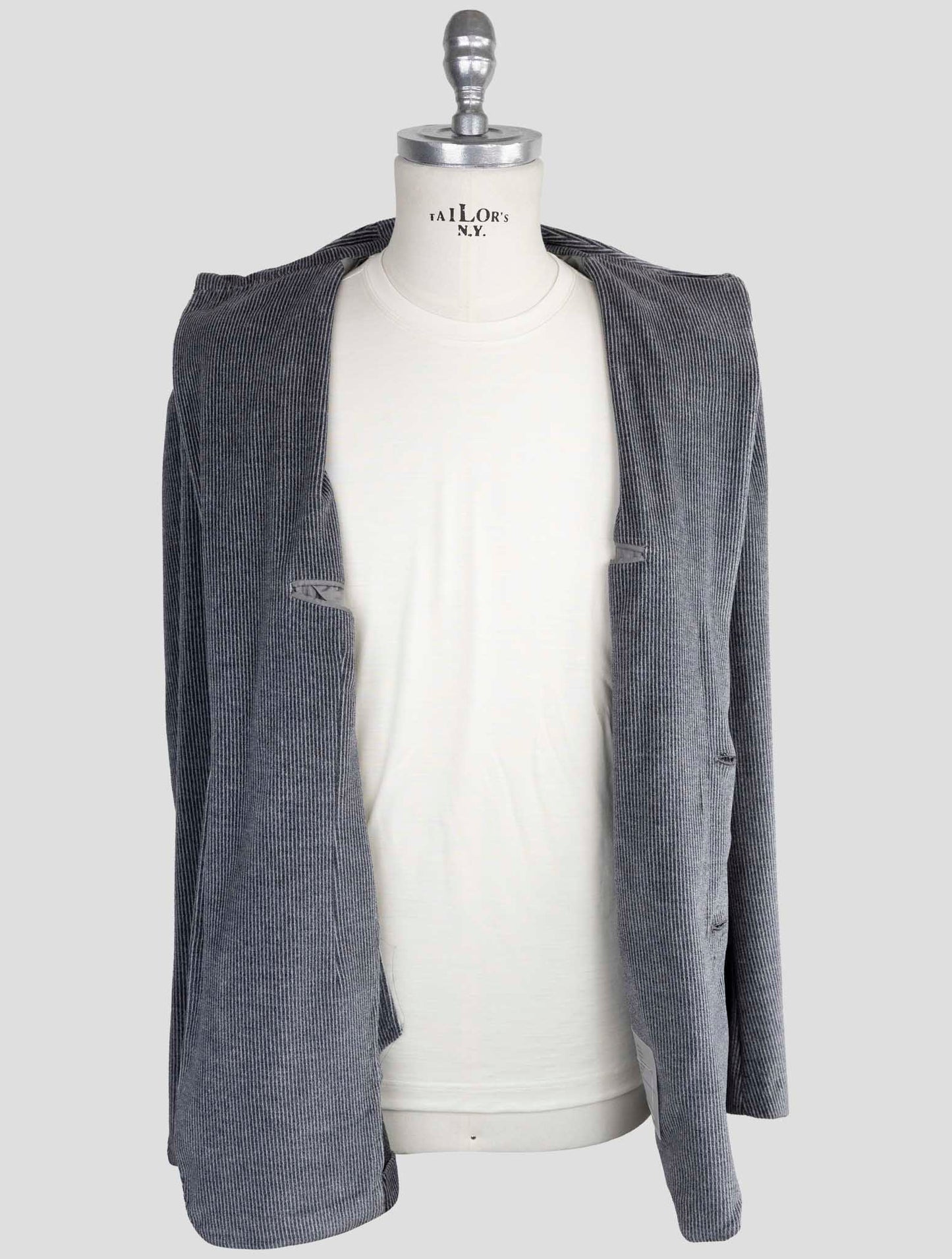 Kiton Knt Gray Cotton Pl Blazer