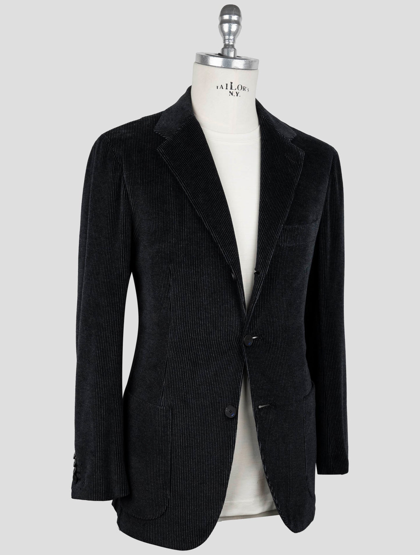 Kiton Knt Blue Cotton Pl Velvet Suit