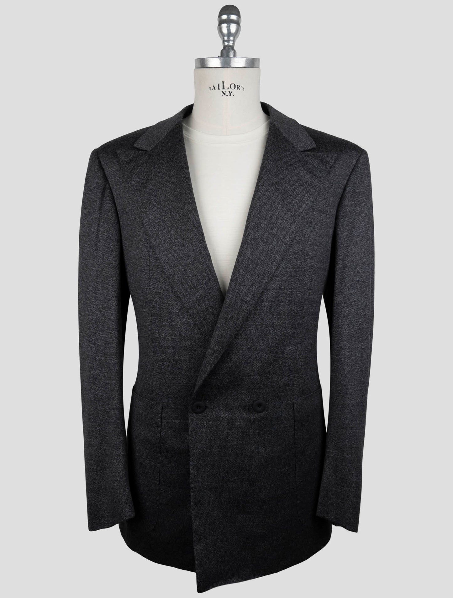 Kiton Knt Gray Wool Double Breasted Suit
