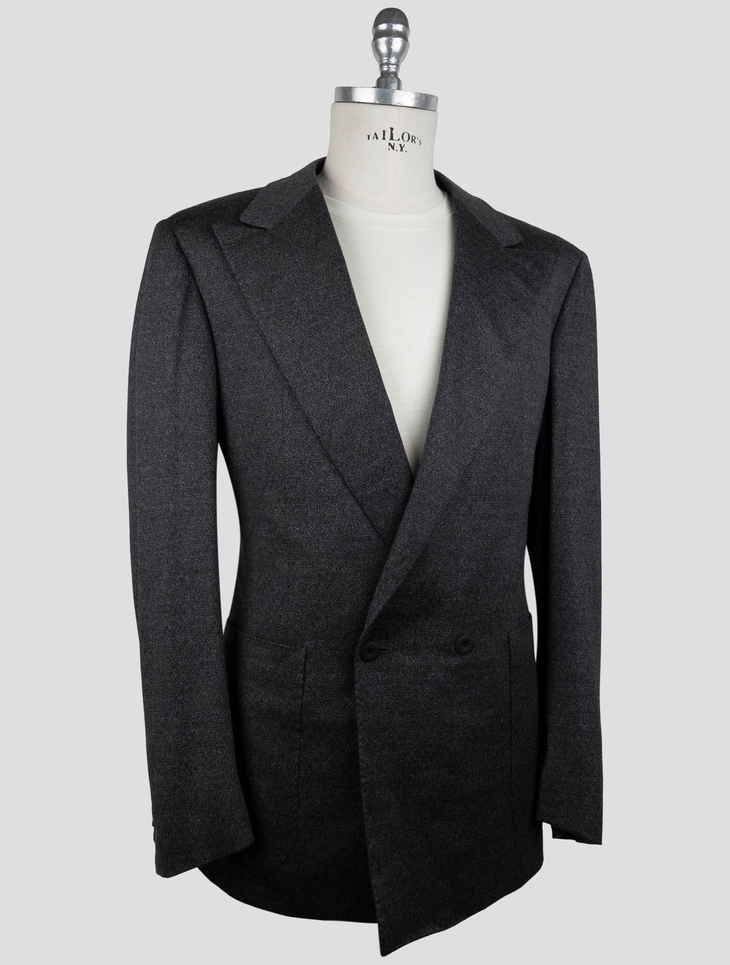 Kiton Knt Gray Wool Double Breasted Suit