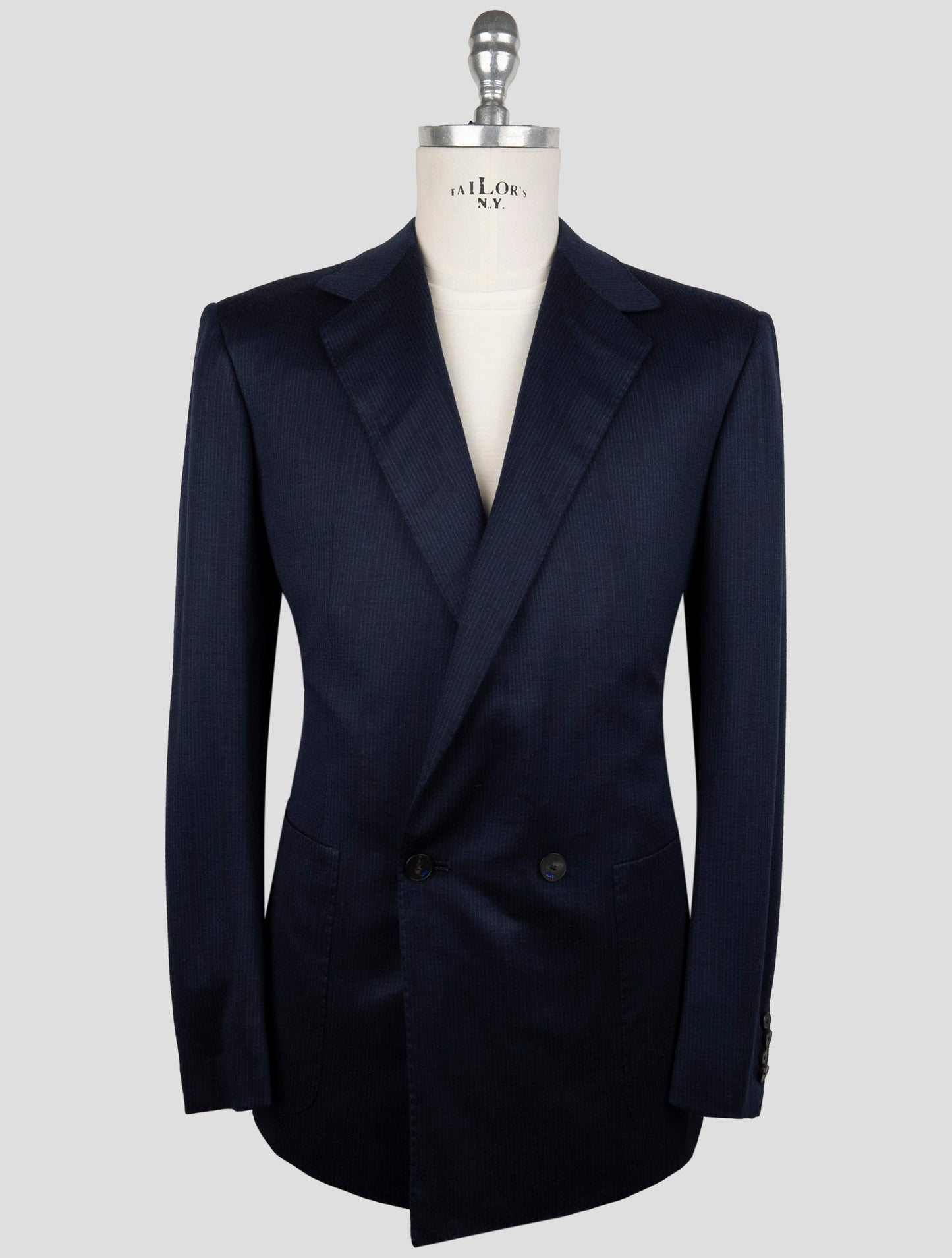 Kiton Knt Blue Wool Double Breasted Suit