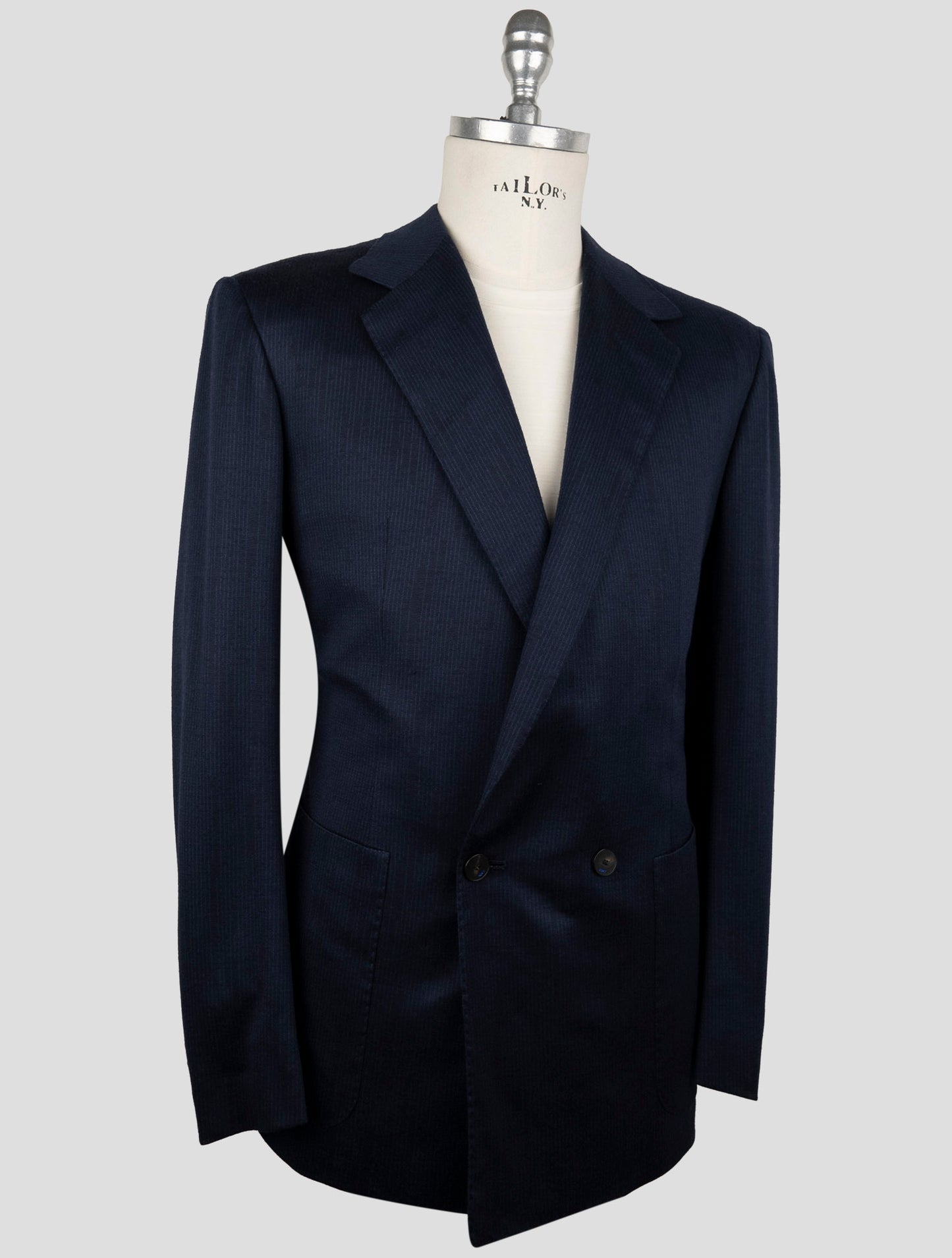 Kiton Knt Blue Wool Double Breasted Suit