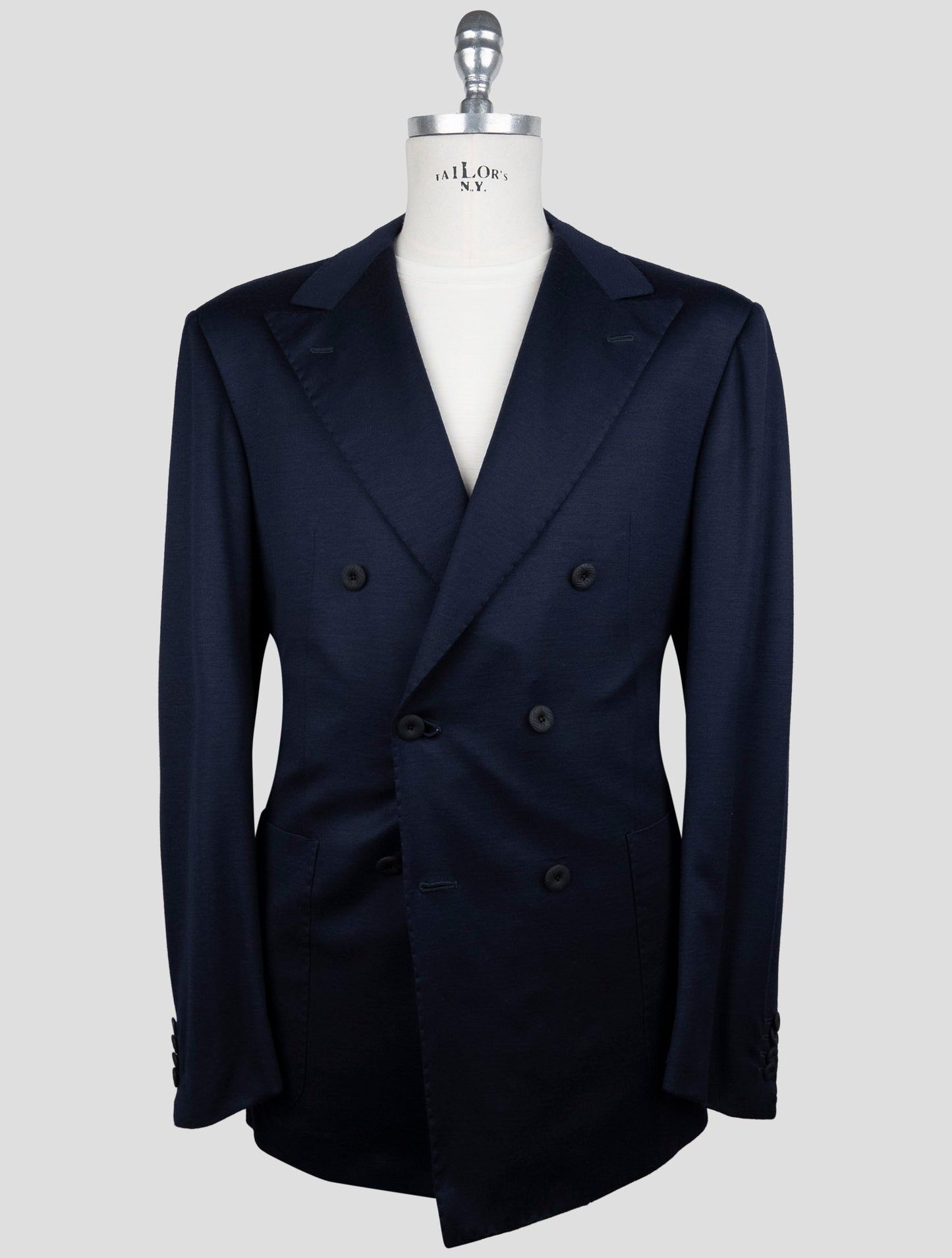 Kiton Knt Blue Wool Double Breasted Suit