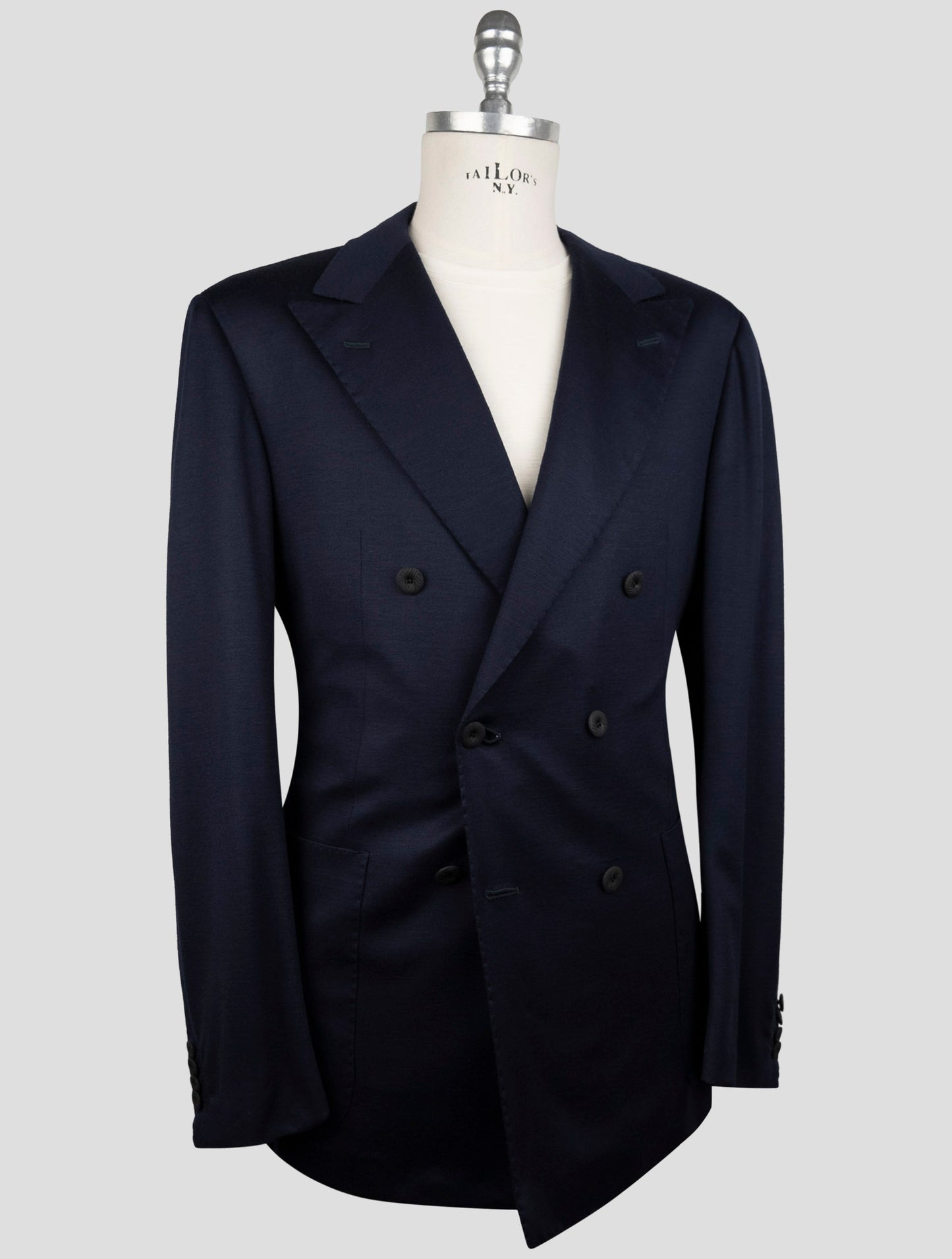 Kiton Knt Blue Wool Double Breasted Suit