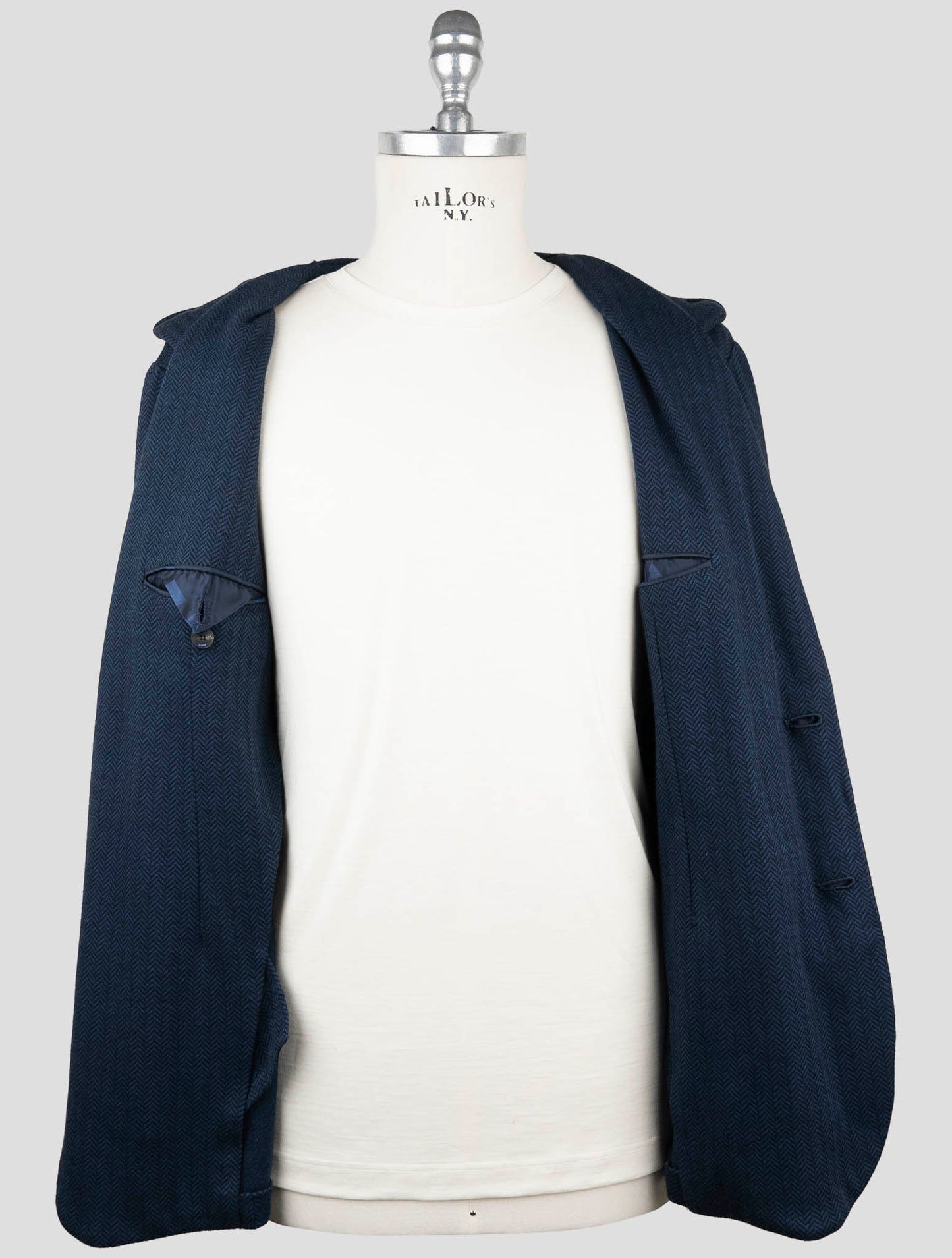 Kiton Knt Blue Cashmere Cotton Suit