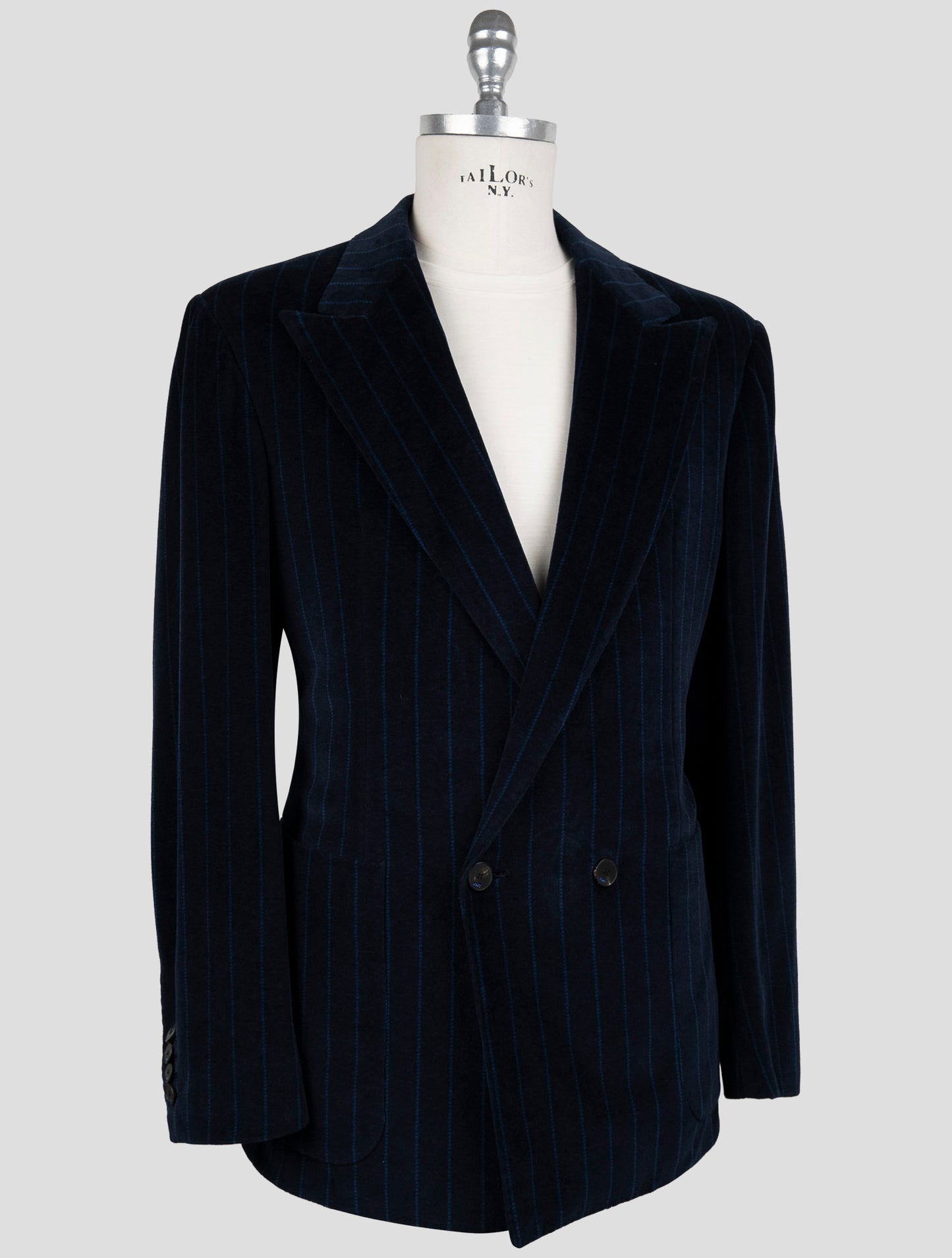 Kiton Knt Blue Cotton Pl Velvet Suit