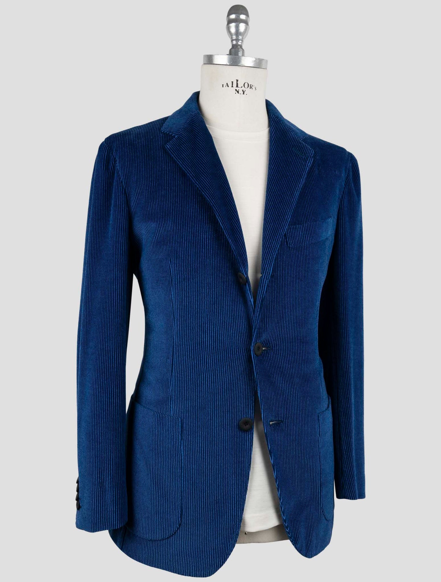 Kiton Knt Blue Cotton Pl Velvet Suit