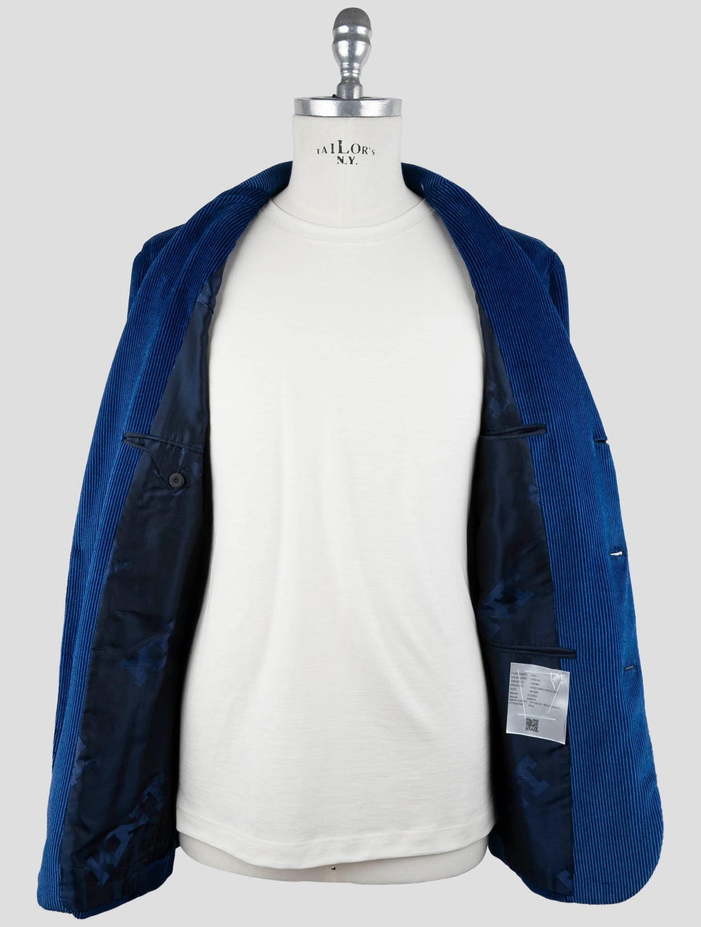 Kiton Knt Blue Cotton Pl Velvet Suit