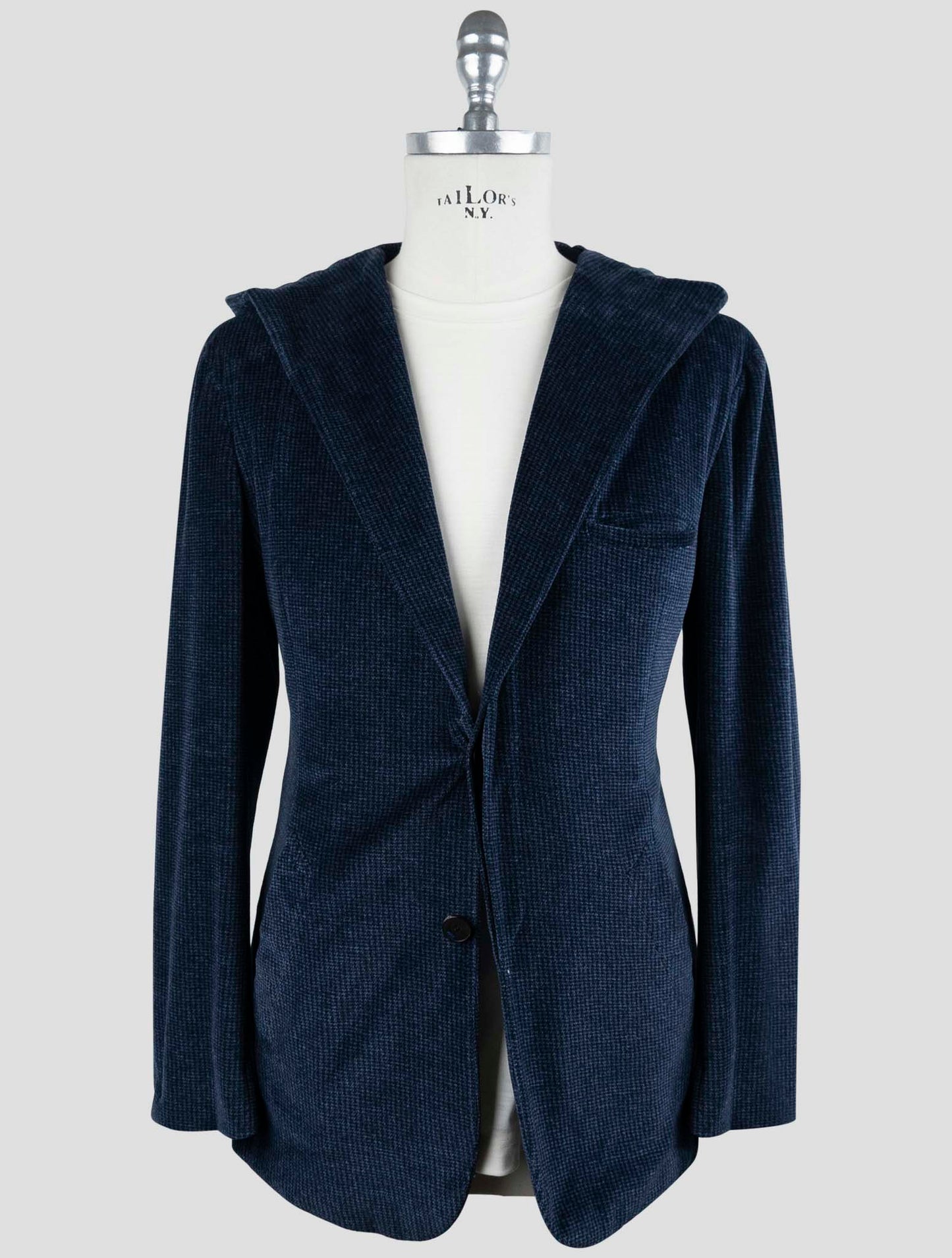 Kiton Knt Blue Cotton Pl Velvet Suit