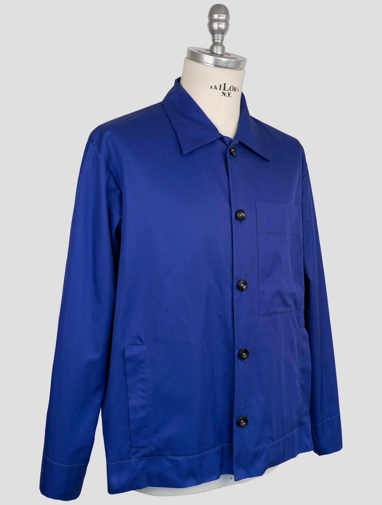 Kiton Knt Blue Silk Shirt