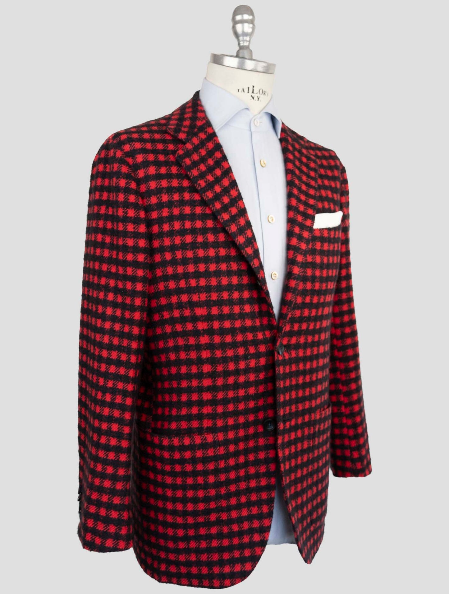 Kiton Black Red Cashmere Silk Blazer