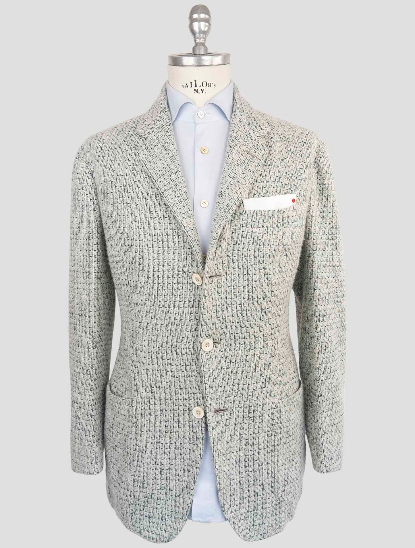 Kiton White Green Cashmere Silk Blazer