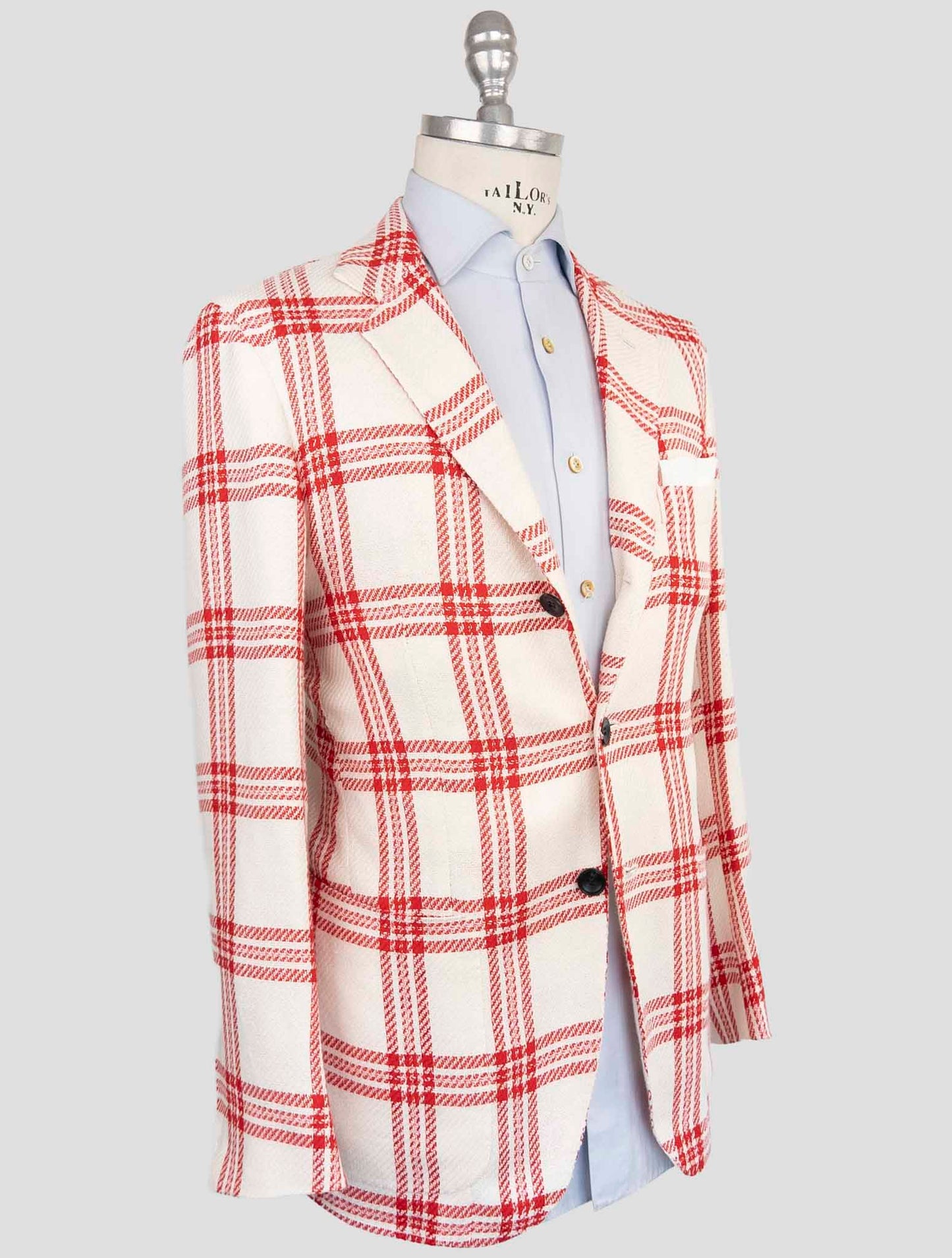 Kiton Red White Cashmere Linen Blazer