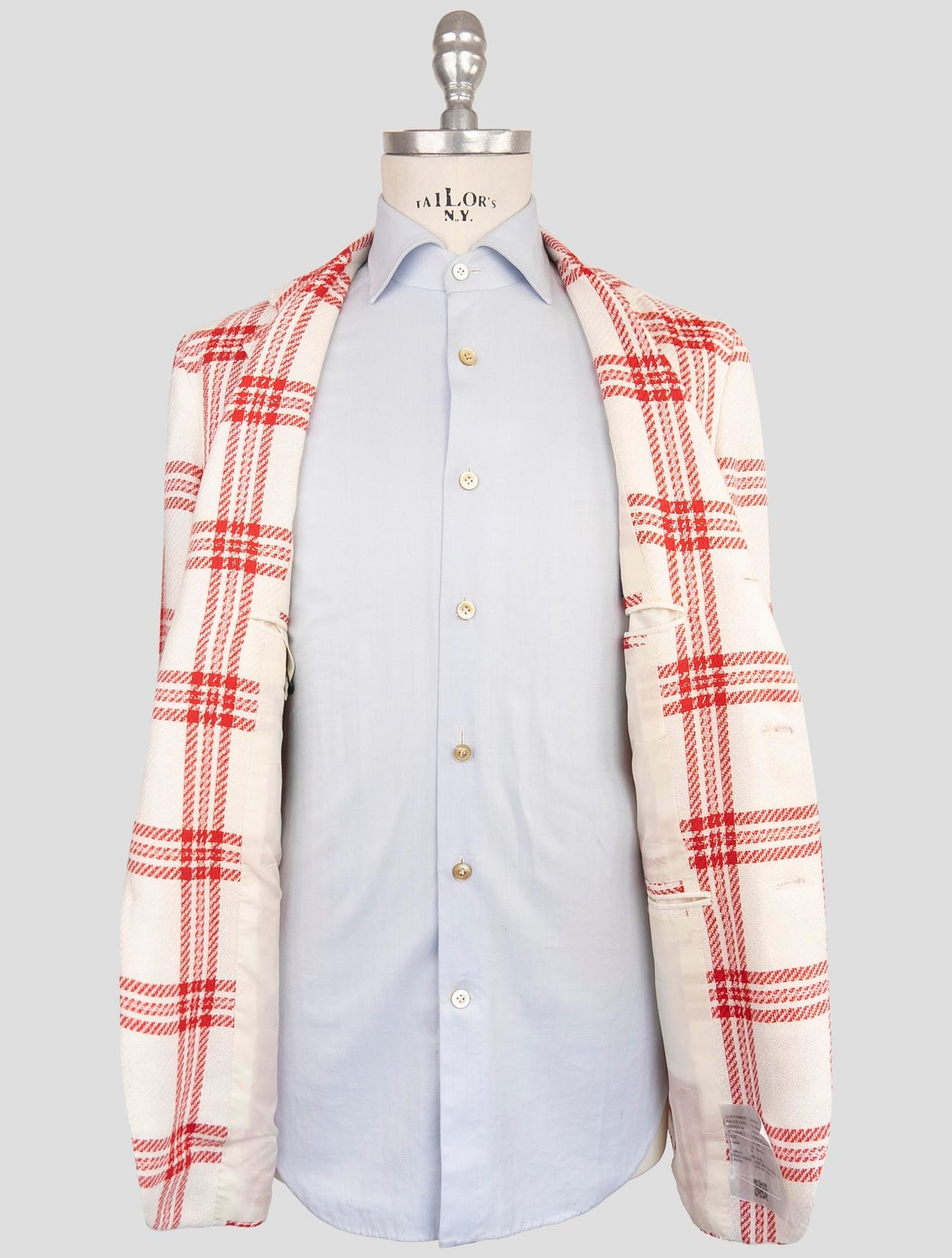 Kiton Red White Cashmere Linen Blazer