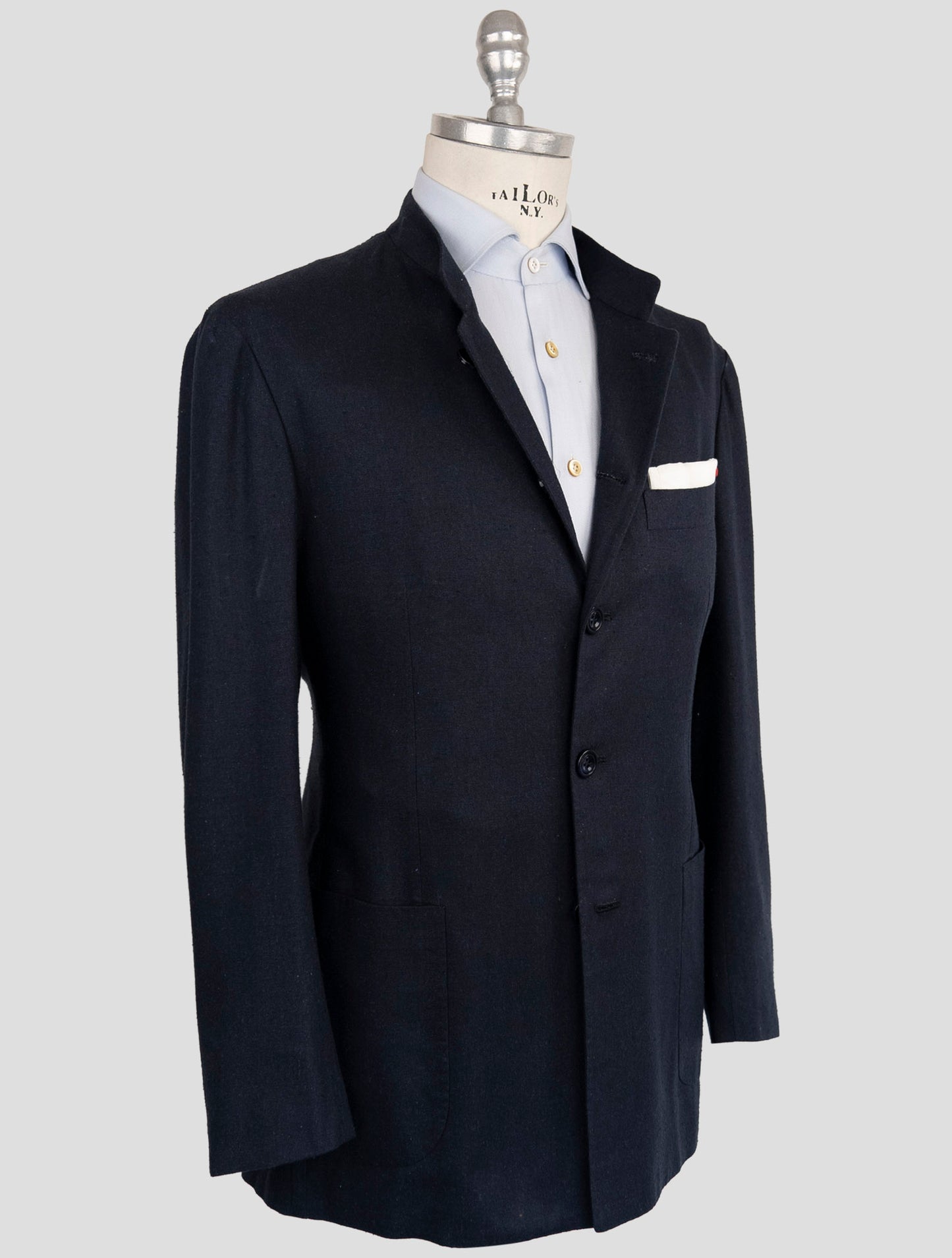 Kiton Blue Silk Blazer