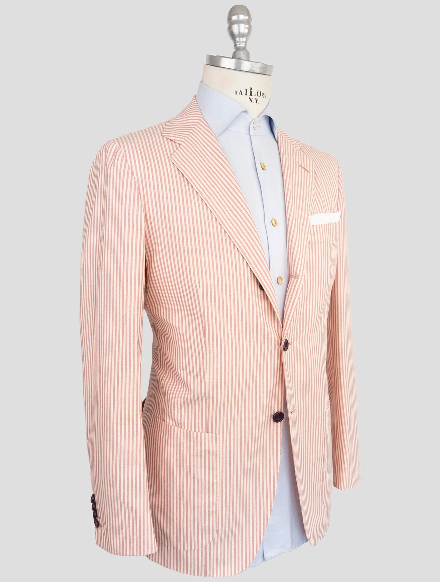 Kiton Pink White Cashmere Silk Lienn Blazer