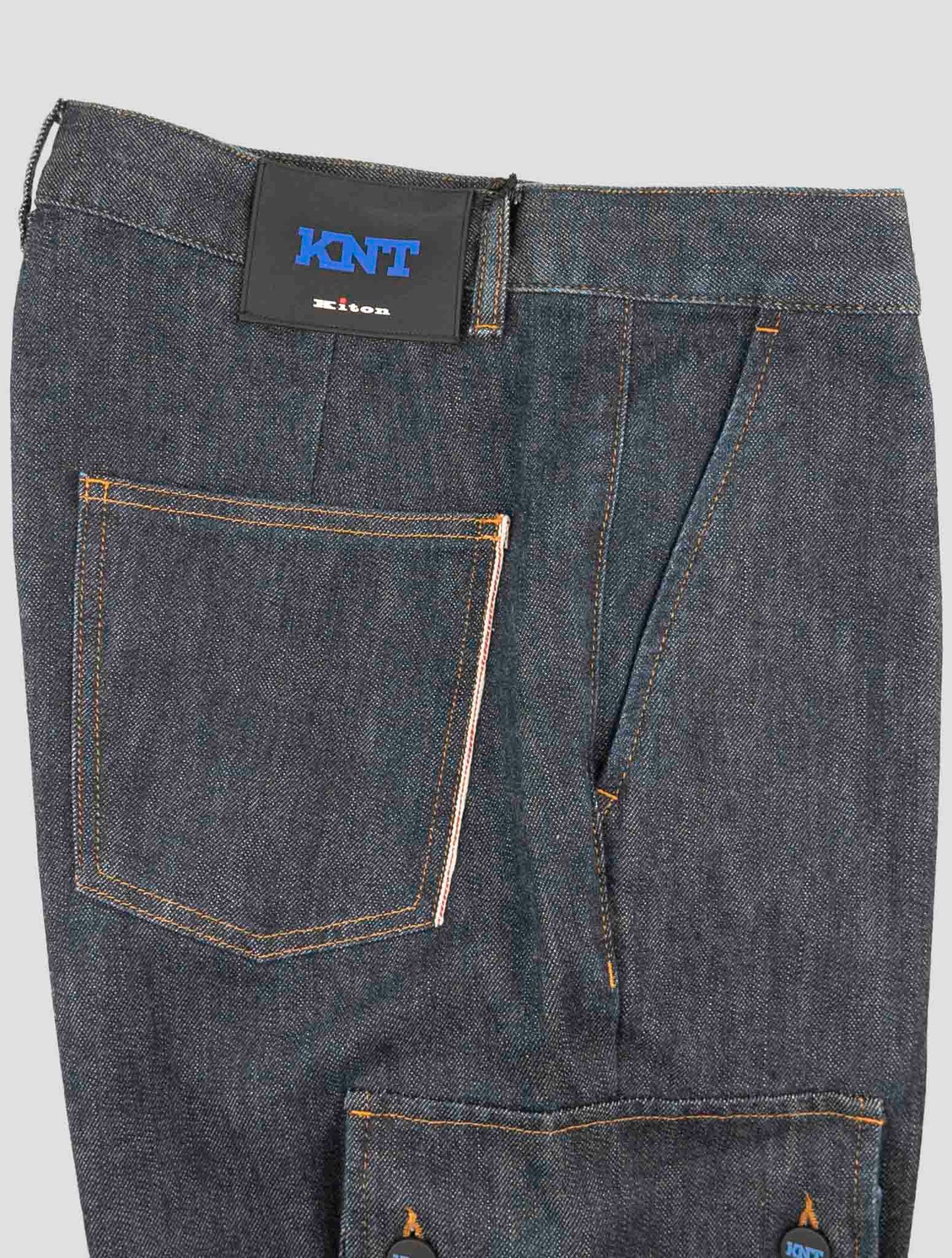 Kiton Knt Blue Cotton Pe Cargo Jeans